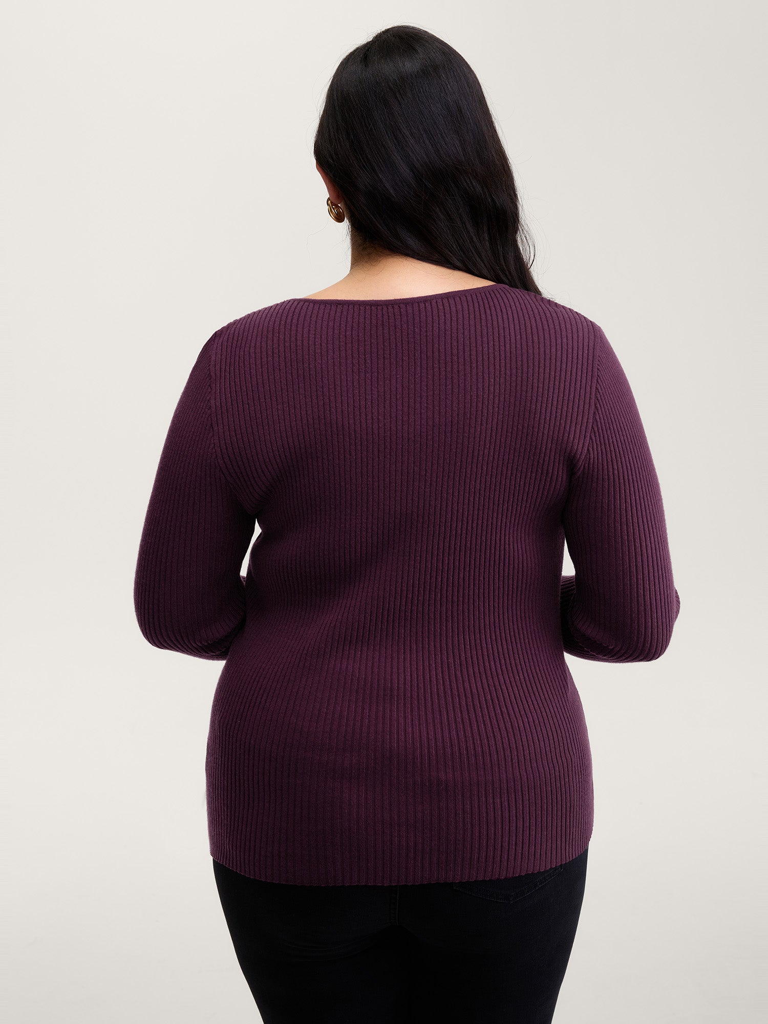 Supersoft Textured Cut-Out Neckline Fitted Pullover-Sweetccc