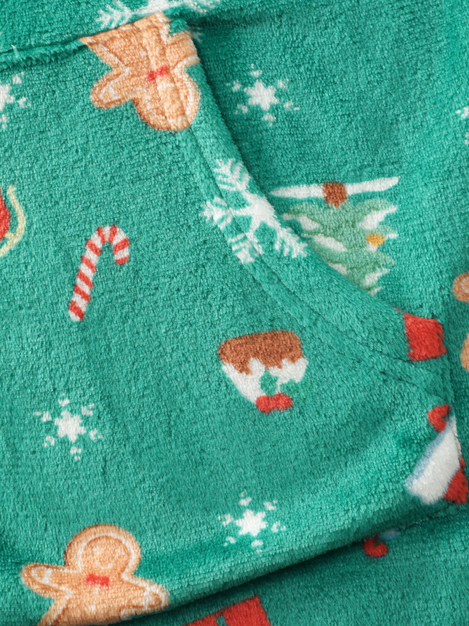 Fleece Holiday Pattern Pockets Hooded Sleep Jumpsuit-Sweetccc