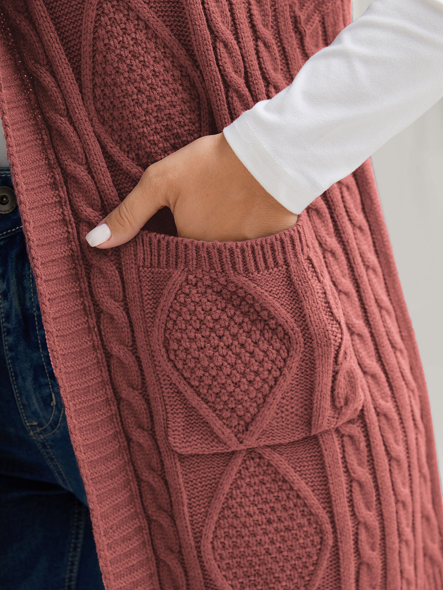 Twisted Hooded Sleeveless Knit Cardigan-Sweetccc