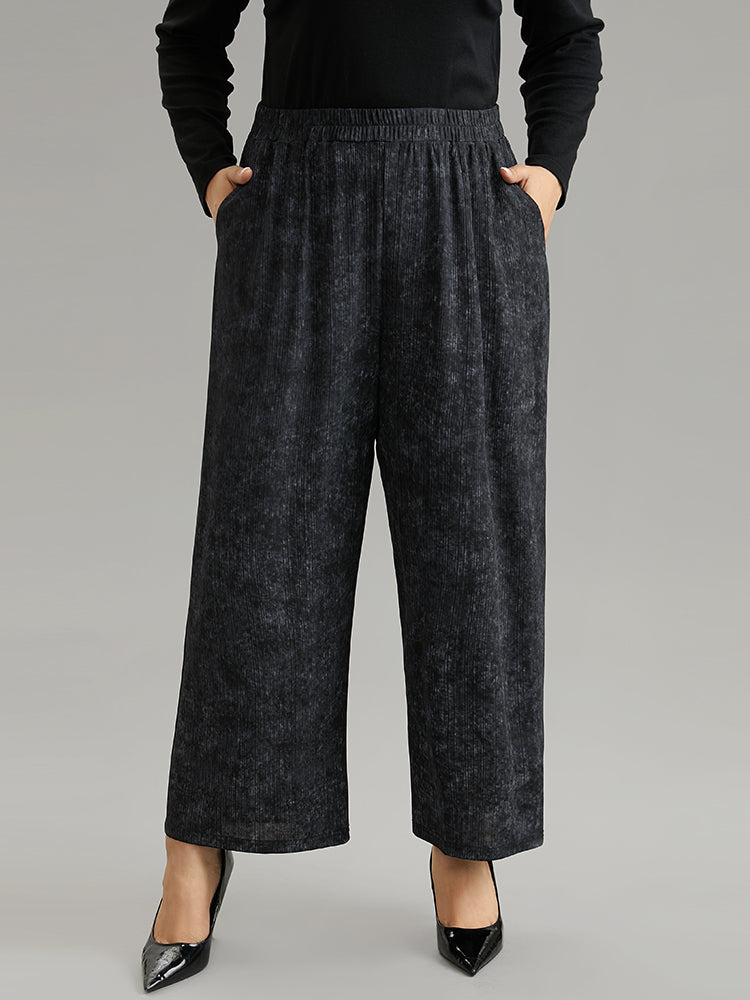 Vintage Heather Elastic Waist Wide Leg Pants-Sweetccc