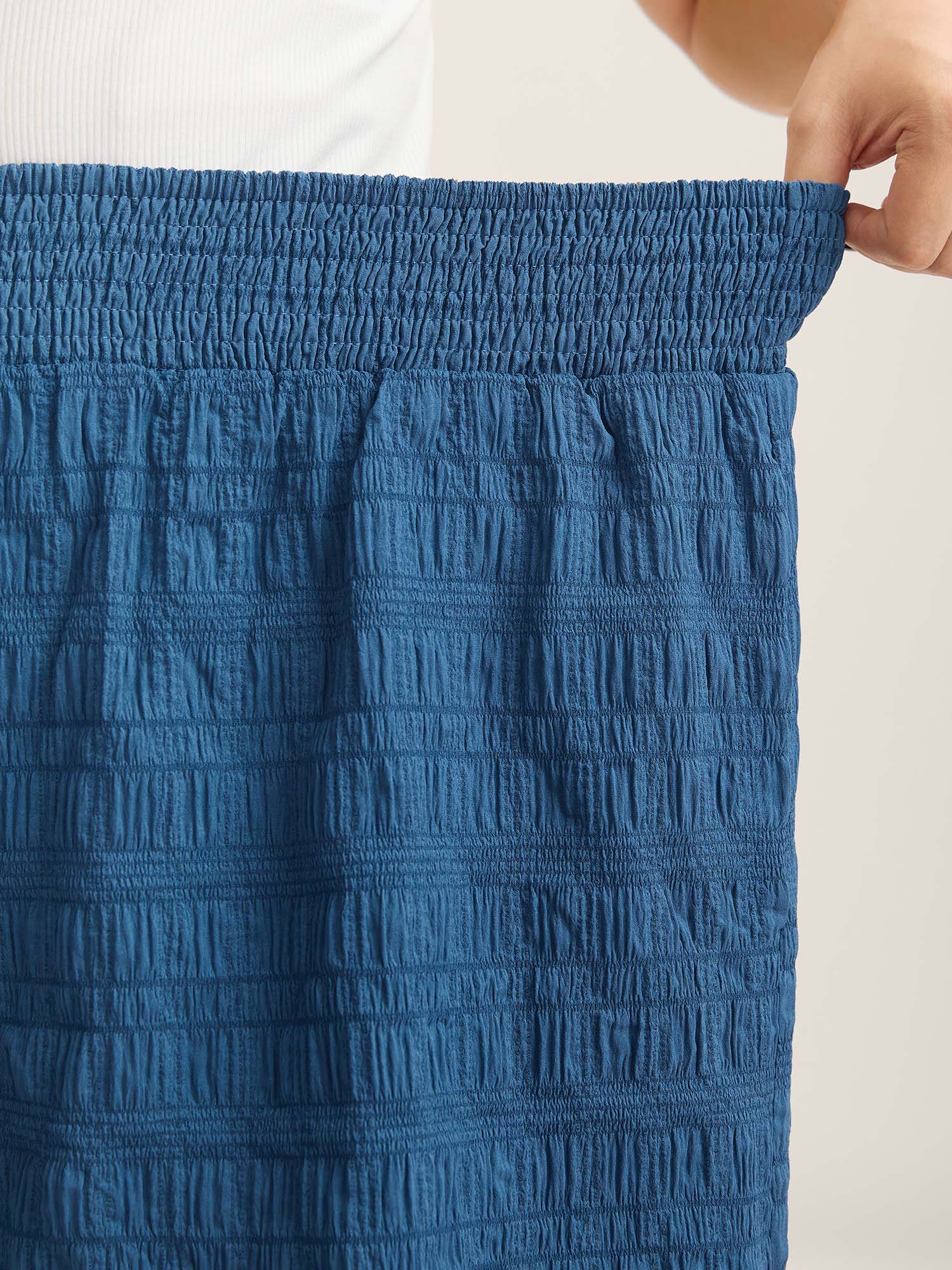 Textured Shirred Waist Tie Shorts-Sweetccc