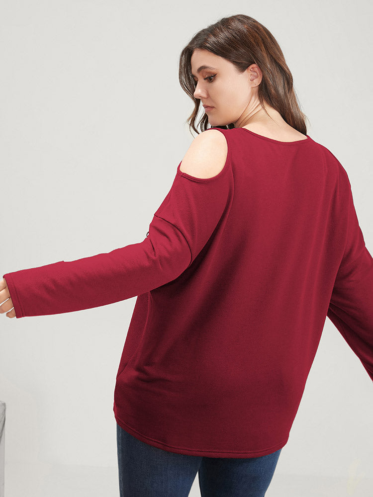 Halloween Skull Print Cold Shoulder Sweatshirt-Sweetccc