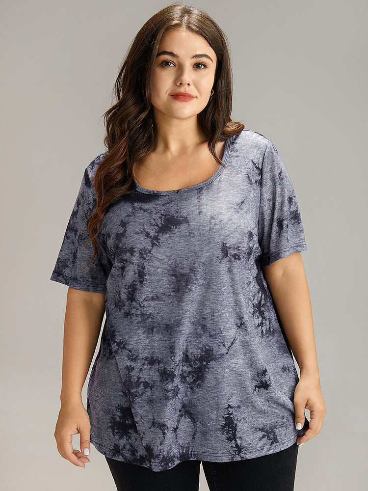 Tie Dye Square Neck T-shirt-Sweetccc