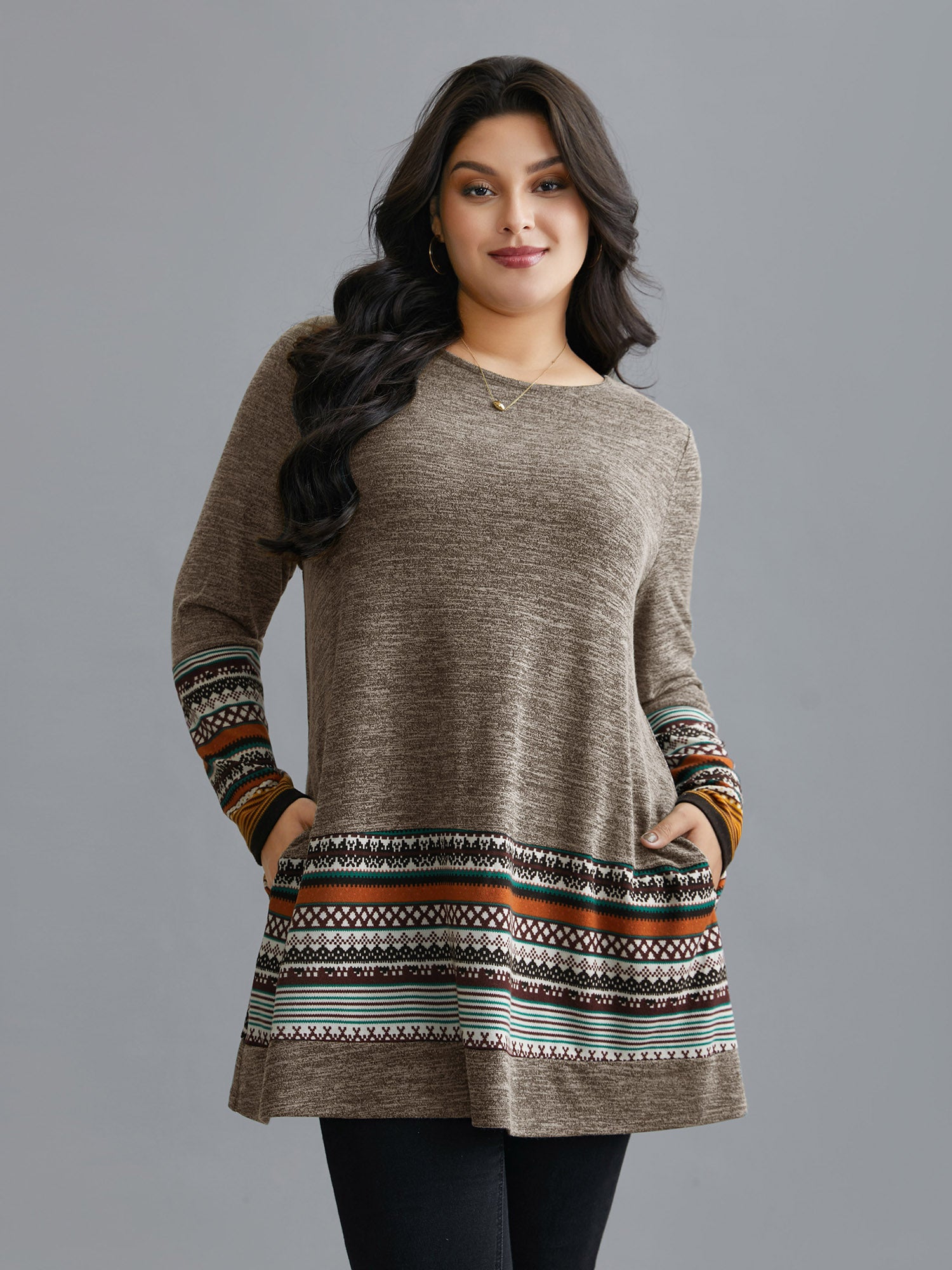 Tunic Boho Print Pocket T-shirt-Sweetccc