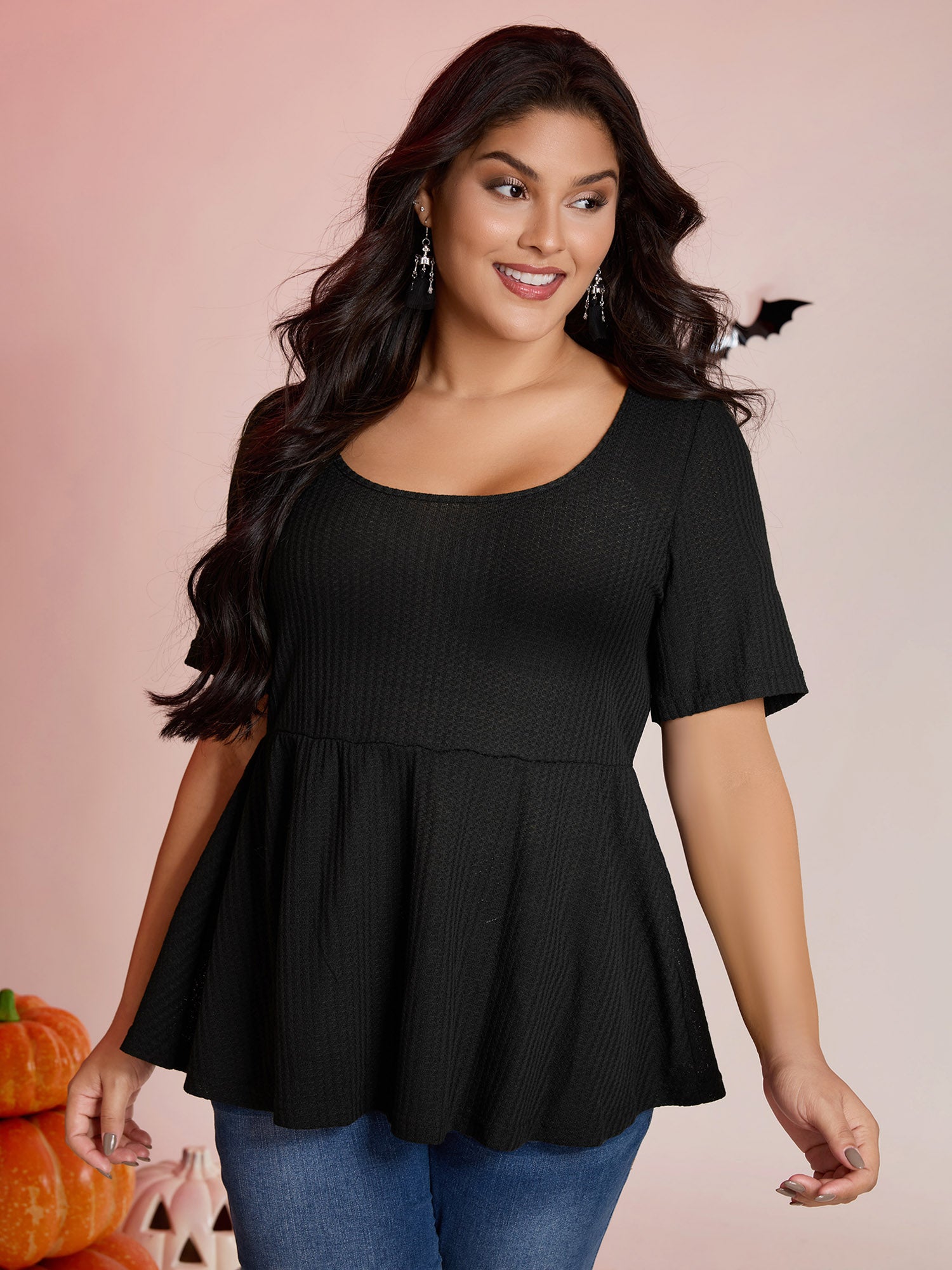 Halloween Back Ties Fit Flared T-Shirt-Sweetccc