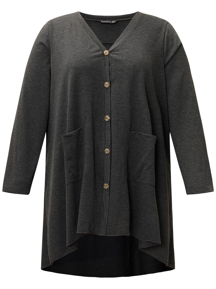 Halloween Plain Pocket Asymmetrical Hem Coat-Sweetccc