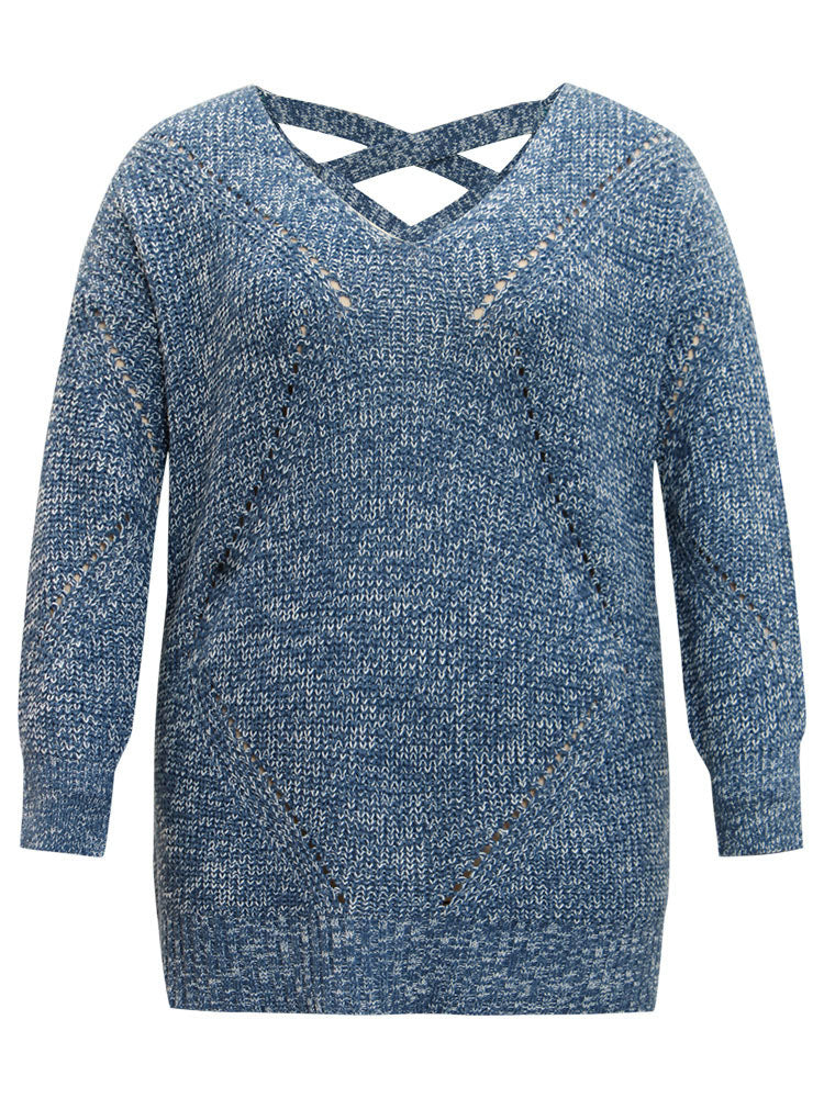 Heather Elastic Cuffs Cut Out Pullover-Sweetccc