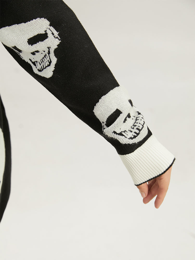 Supersoft Essentials Halloween Skull Asymmetrical Hem Cardigan-Sweetccc