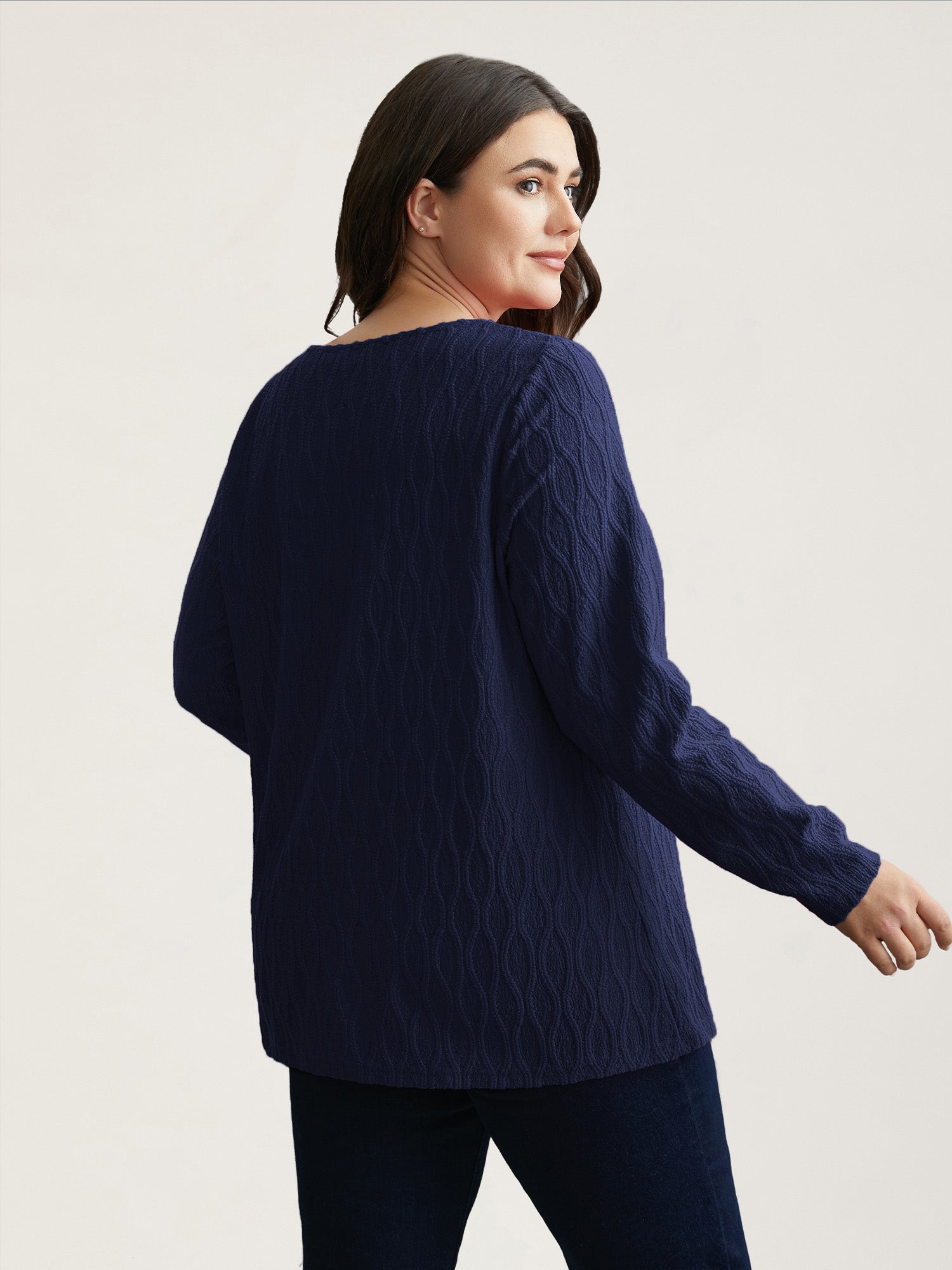 Textured Keyhole Gathered Knit Top-Sweetccc