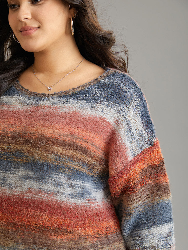 Heather Colorblock Contrast Drop Shoulder Pullover-Sweetccc