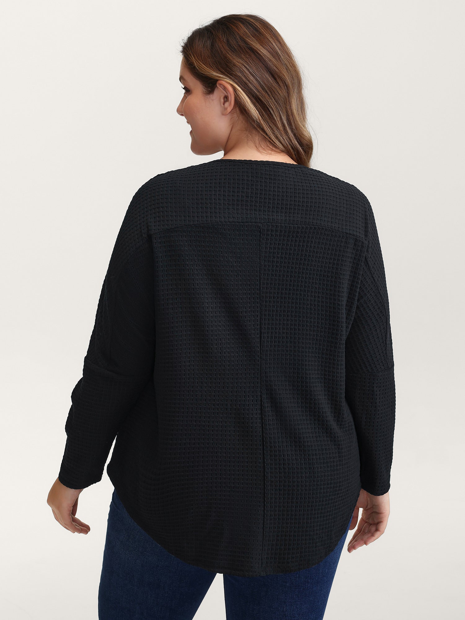 Textured Button Placket Knit Top-Sweetccc