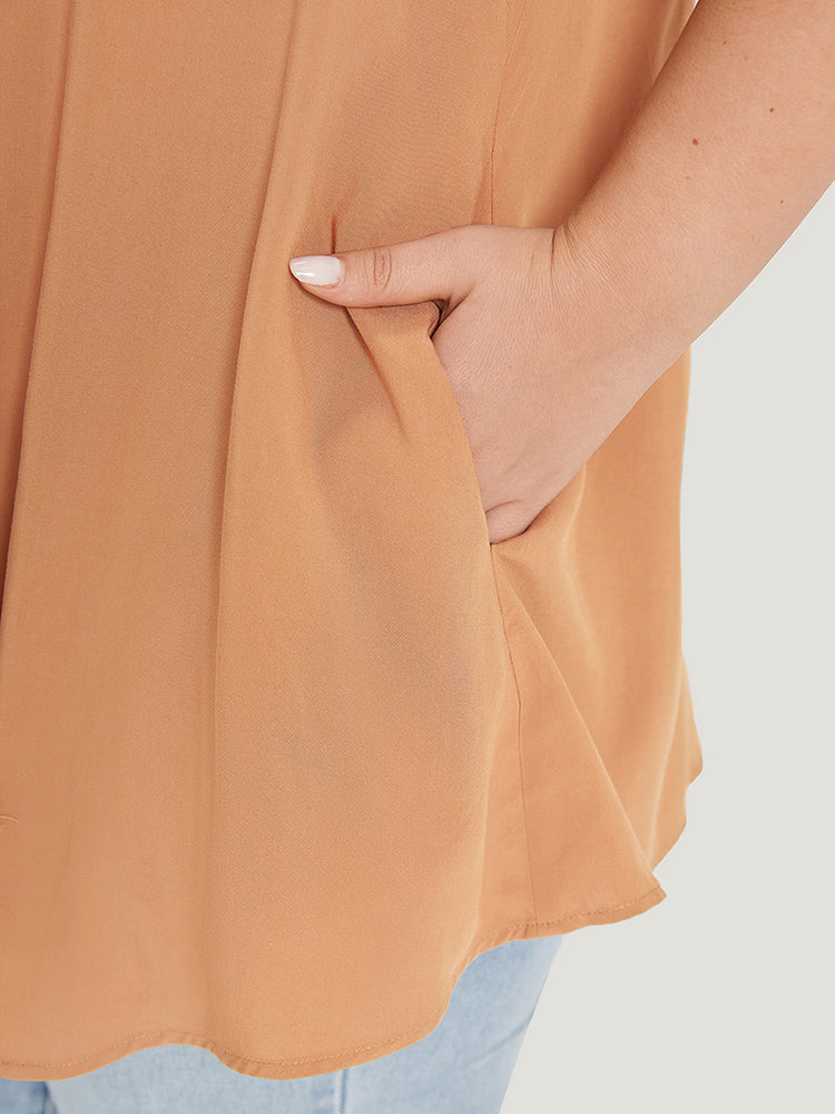 Supersoft Essentials Plain Pocket Button Asymmetrical Hem Kimono-Sweetccc