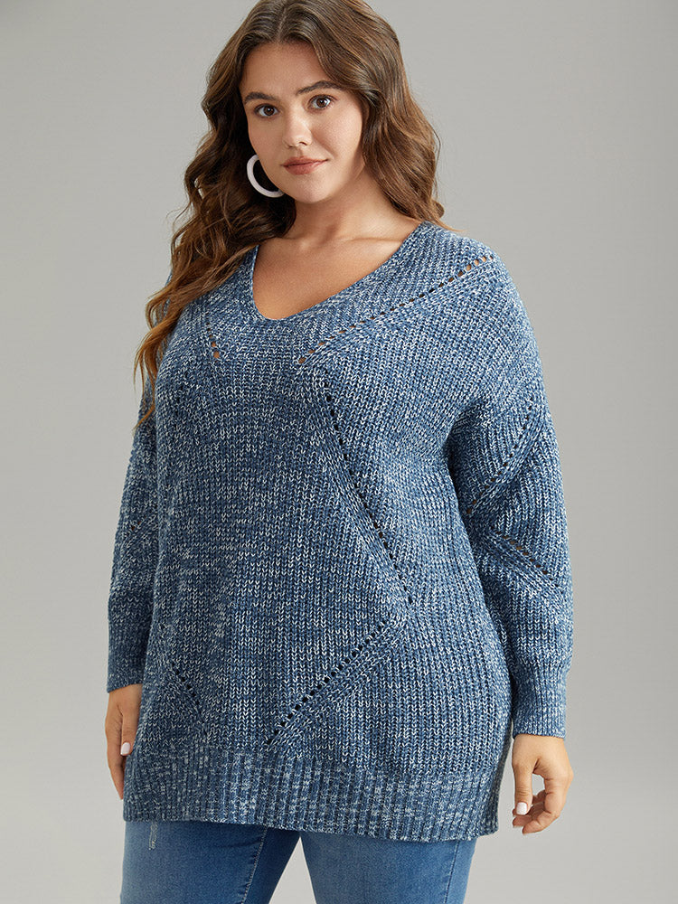 Heather Elastic Cuffs Cut Out Pullover-Sweetccc