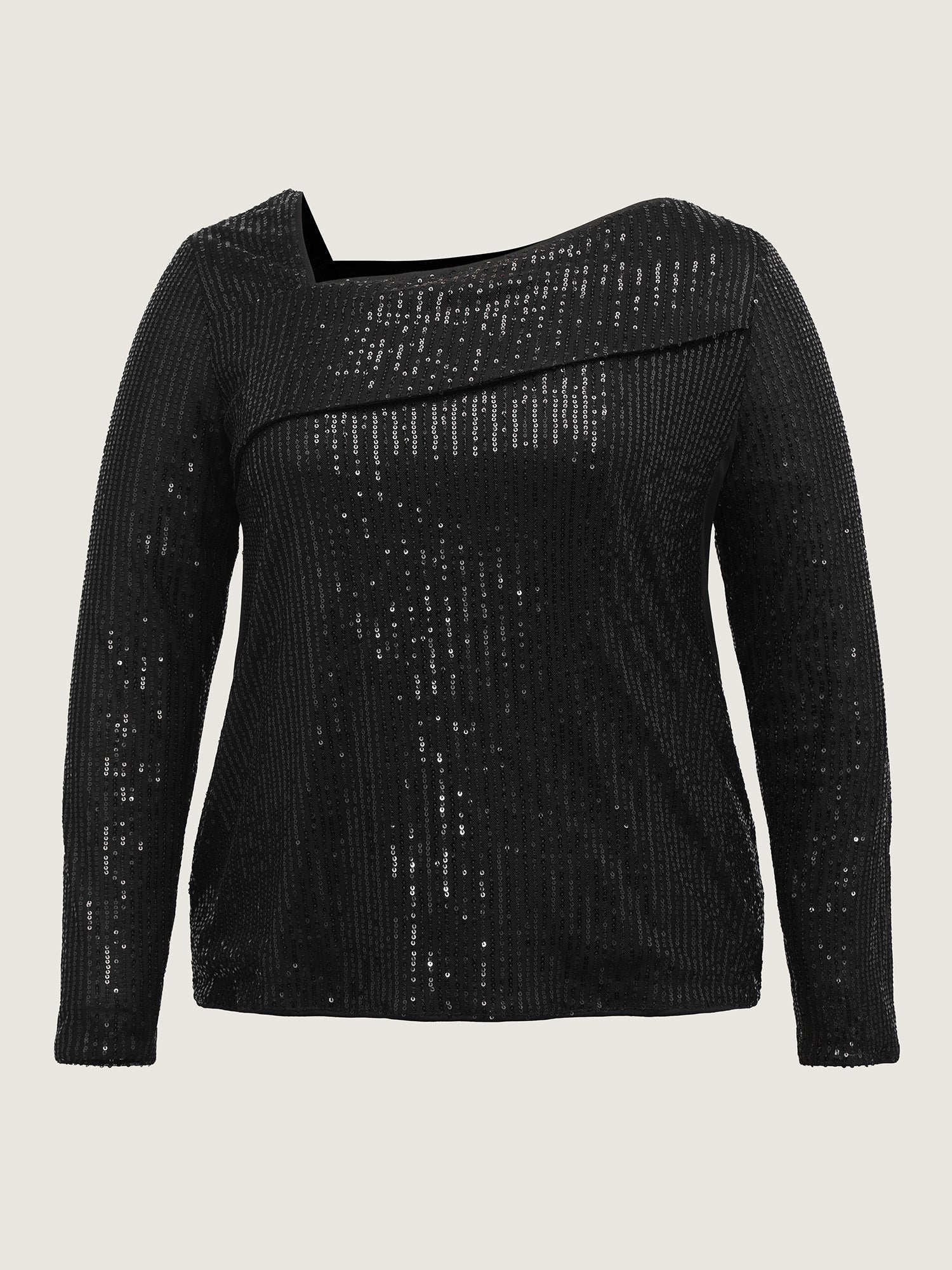 Sparkly Sequin Asymmetrical Neckline Blouse-Sweetccc