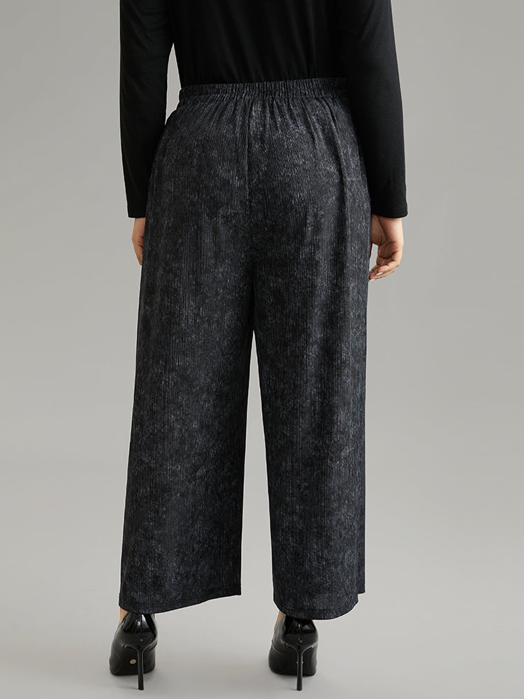 Vintage Heather Elastic Waist Wide Leg Pants-Sweetccc