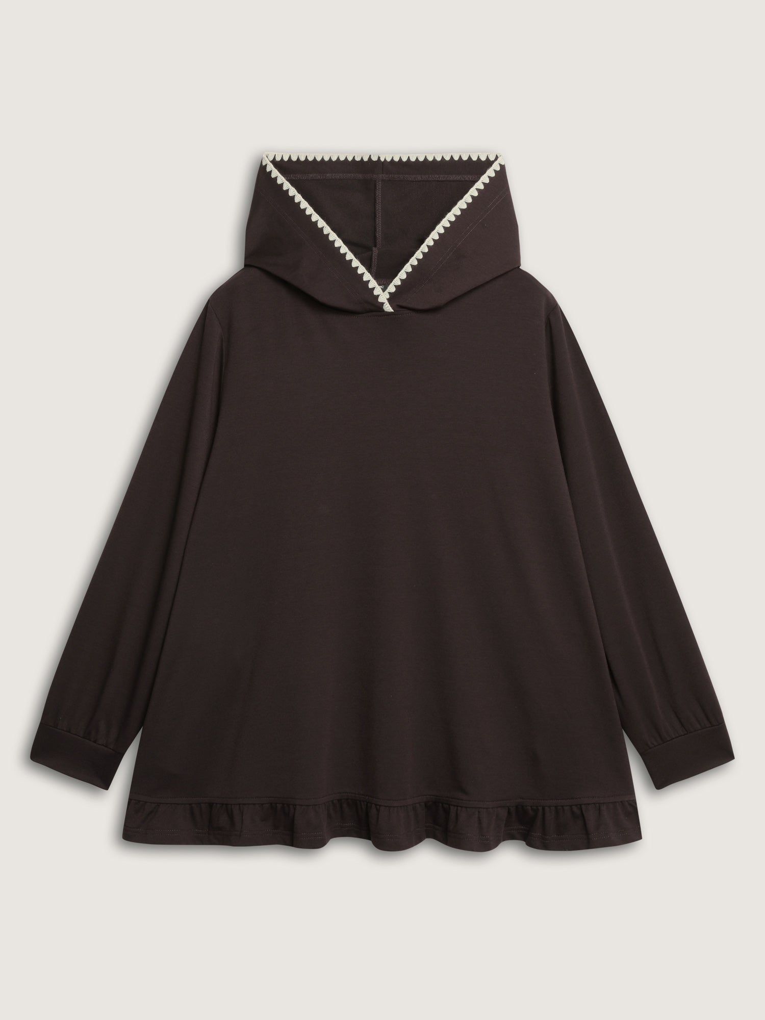 Supersoft Ruffled Edge Embroidered Hoodie-Sweetccc