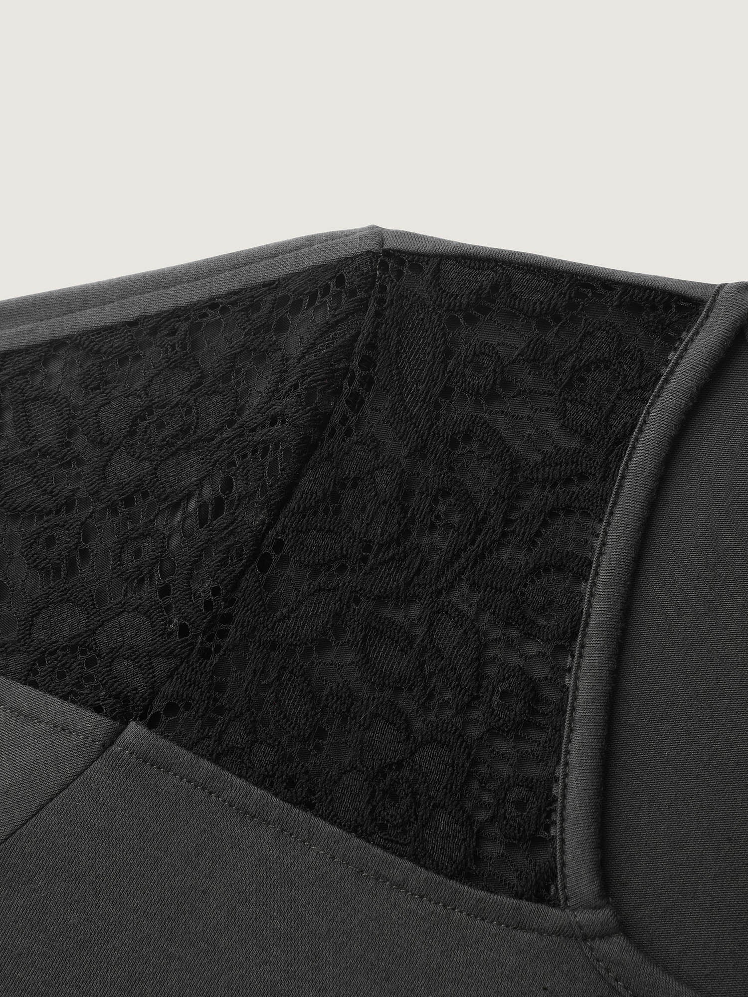 Supersoft Sheer Lace Solid T-Shirt-Sweetccc