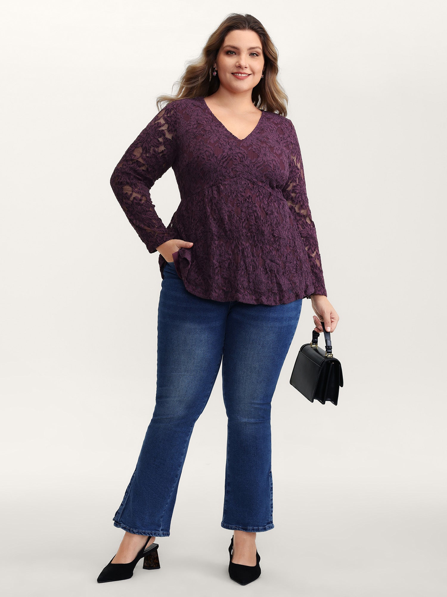 Textured Lined Fit and Flare Knit Top-Sweetccc