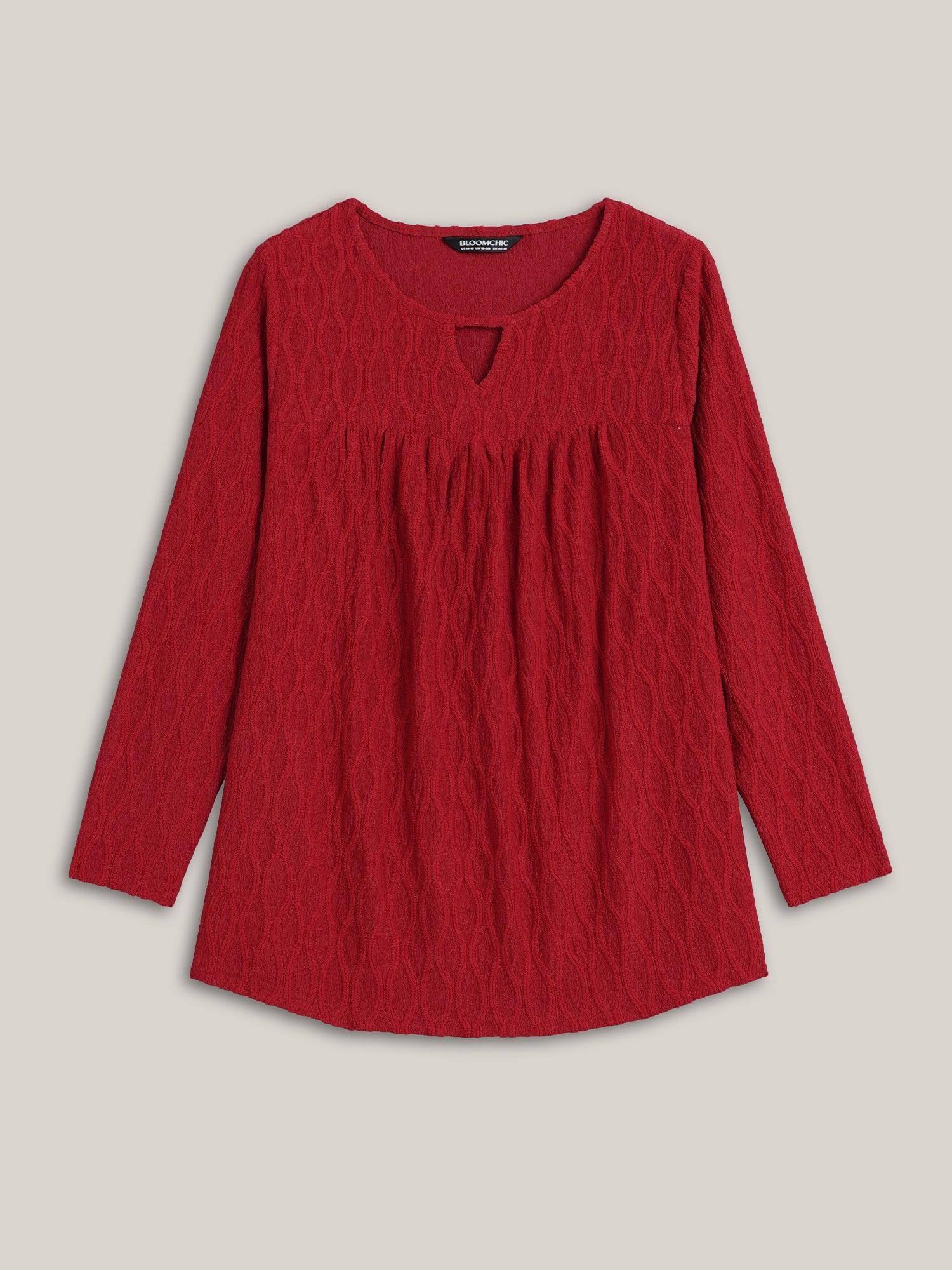 Textured Keyhole Gathered Knit Top-Sweetccc