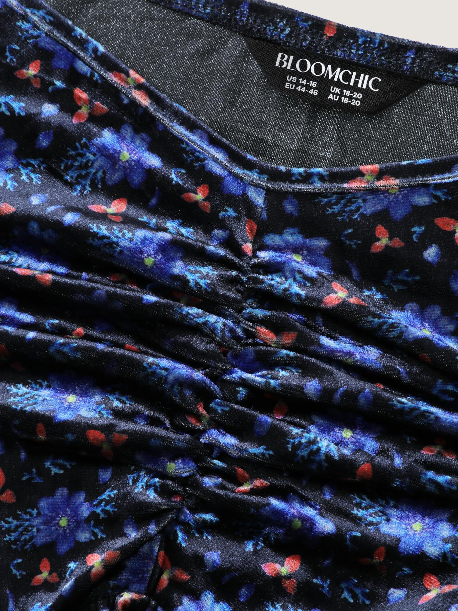 Velvet Floral Gathered Bodice Midi Dress-Sweetccc