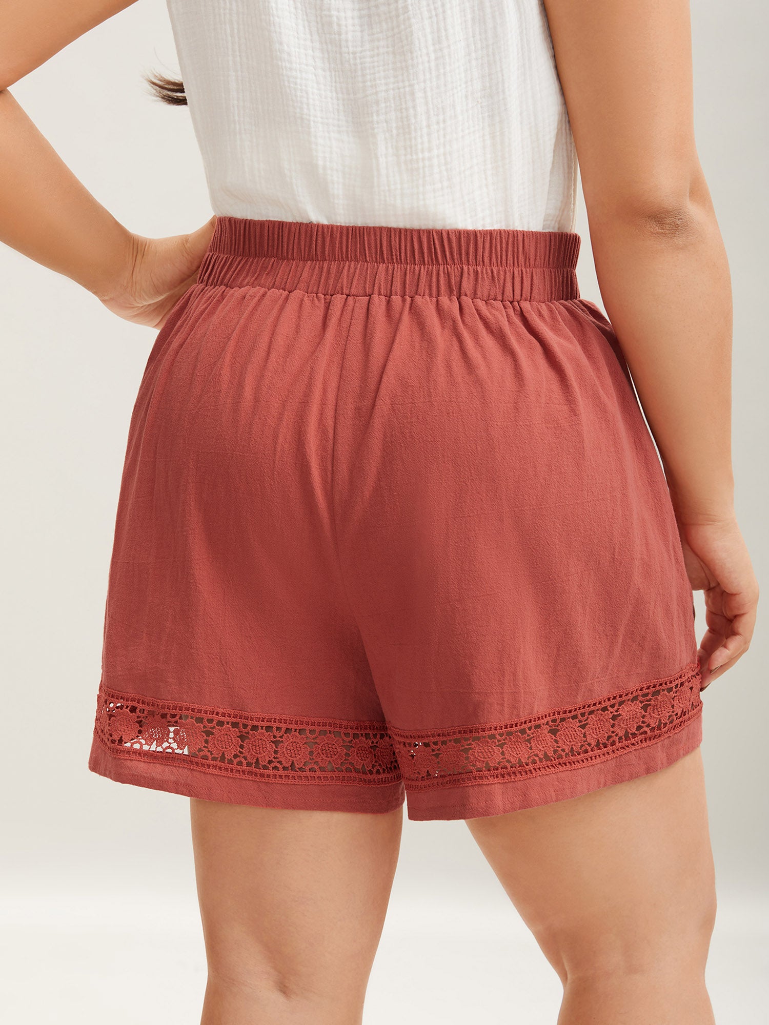 Lace Trim Waist-Tie Shorts-Sweetccc