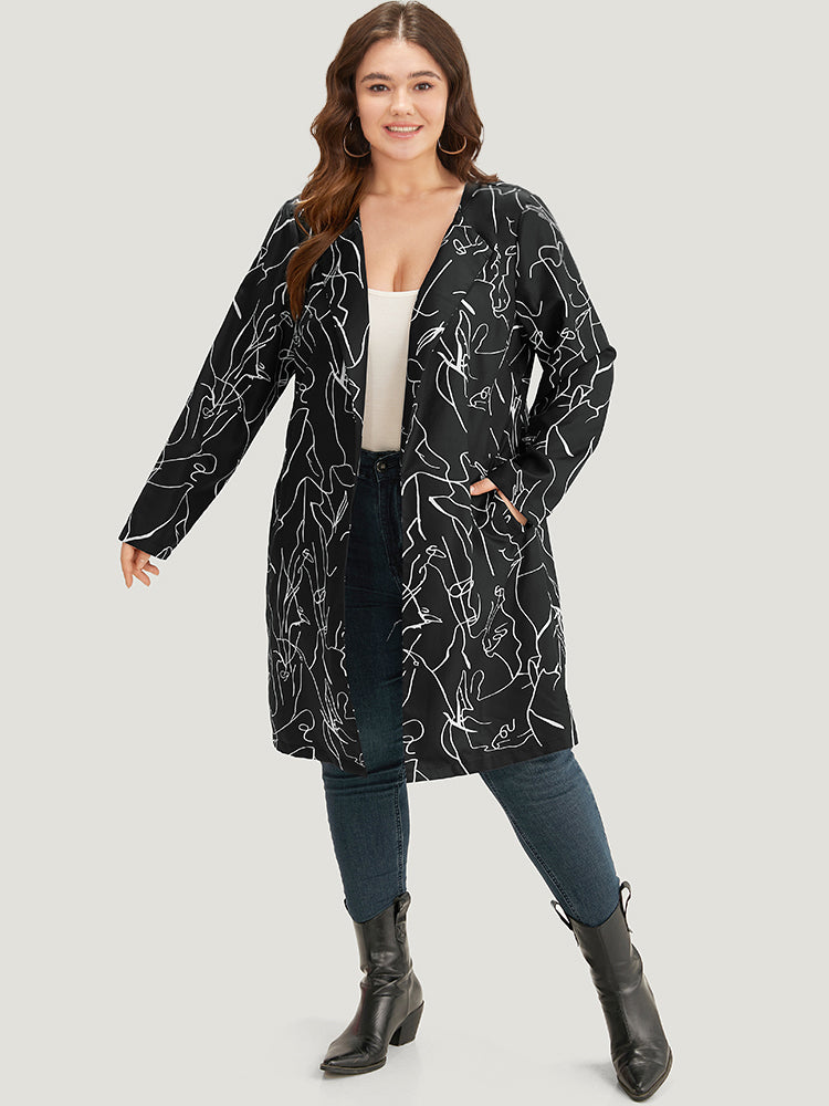 Halloween Graffiti Print Open Front Maxi Coat-Sweetccc