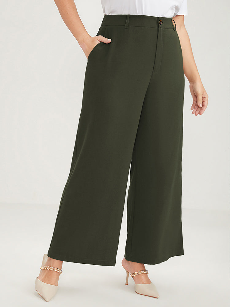 Solid Pocket Wide Leg Pants-Sweetccc