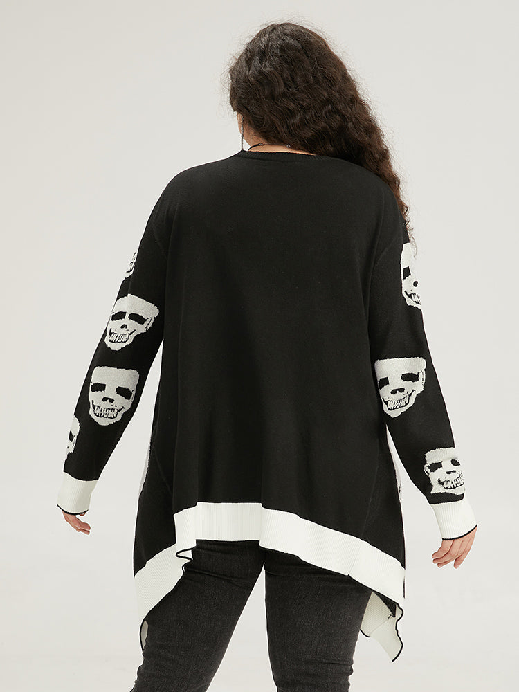 Supersoft Essentials Halloween Skull Asymmetrical Hem Cardigan-Sweetccc