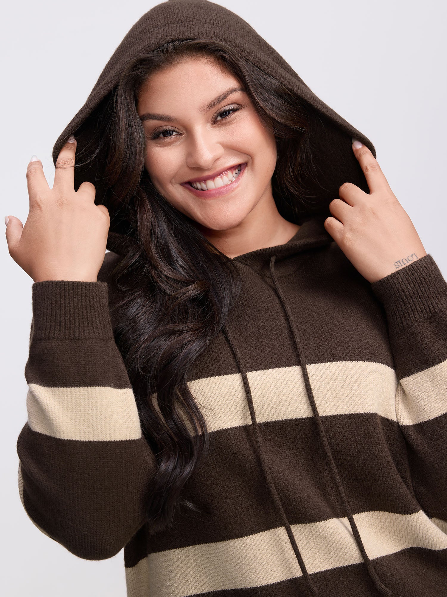 Supersoft Stripe Slit Hooded Pullover-Sweetccc