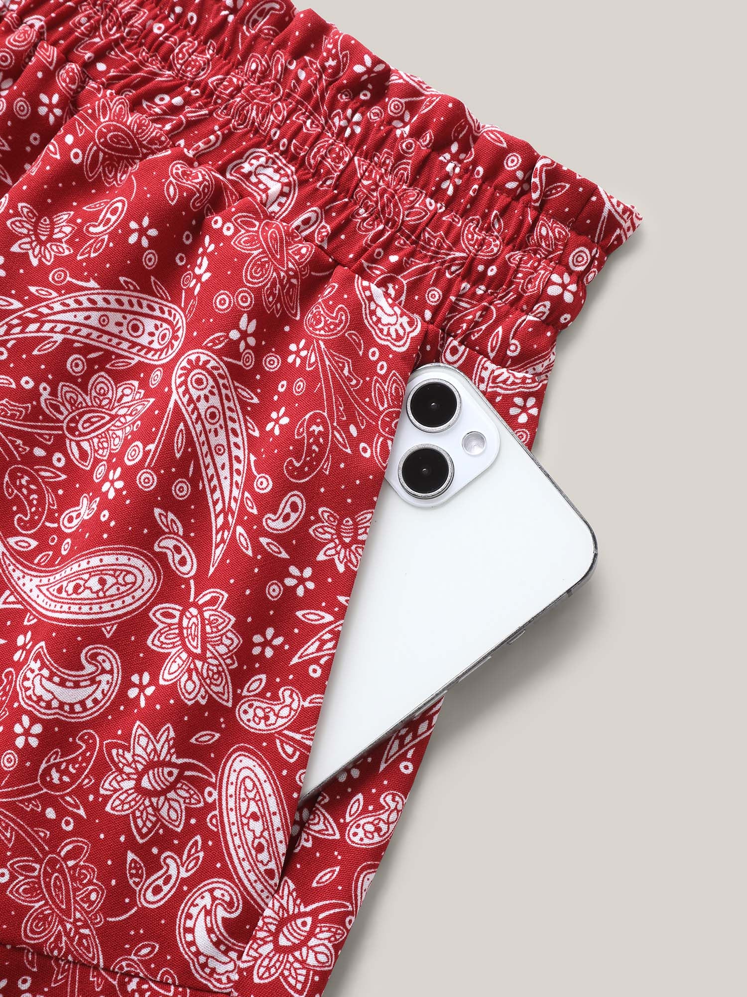 Paisley Print Flared Wide-Leg Shorts-Sweetccc