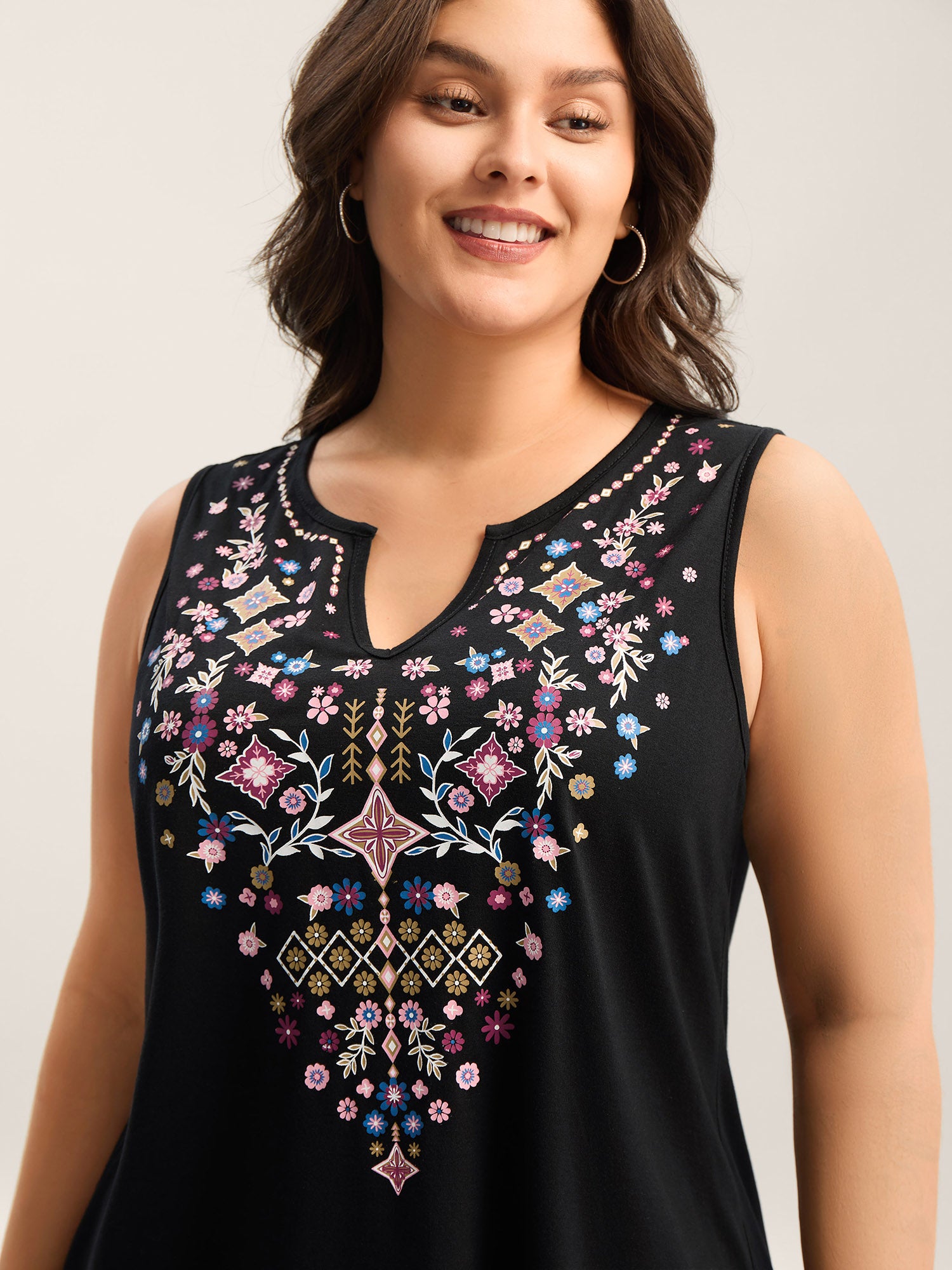 Stretchy Boho Print Tank Top-Sweetccc