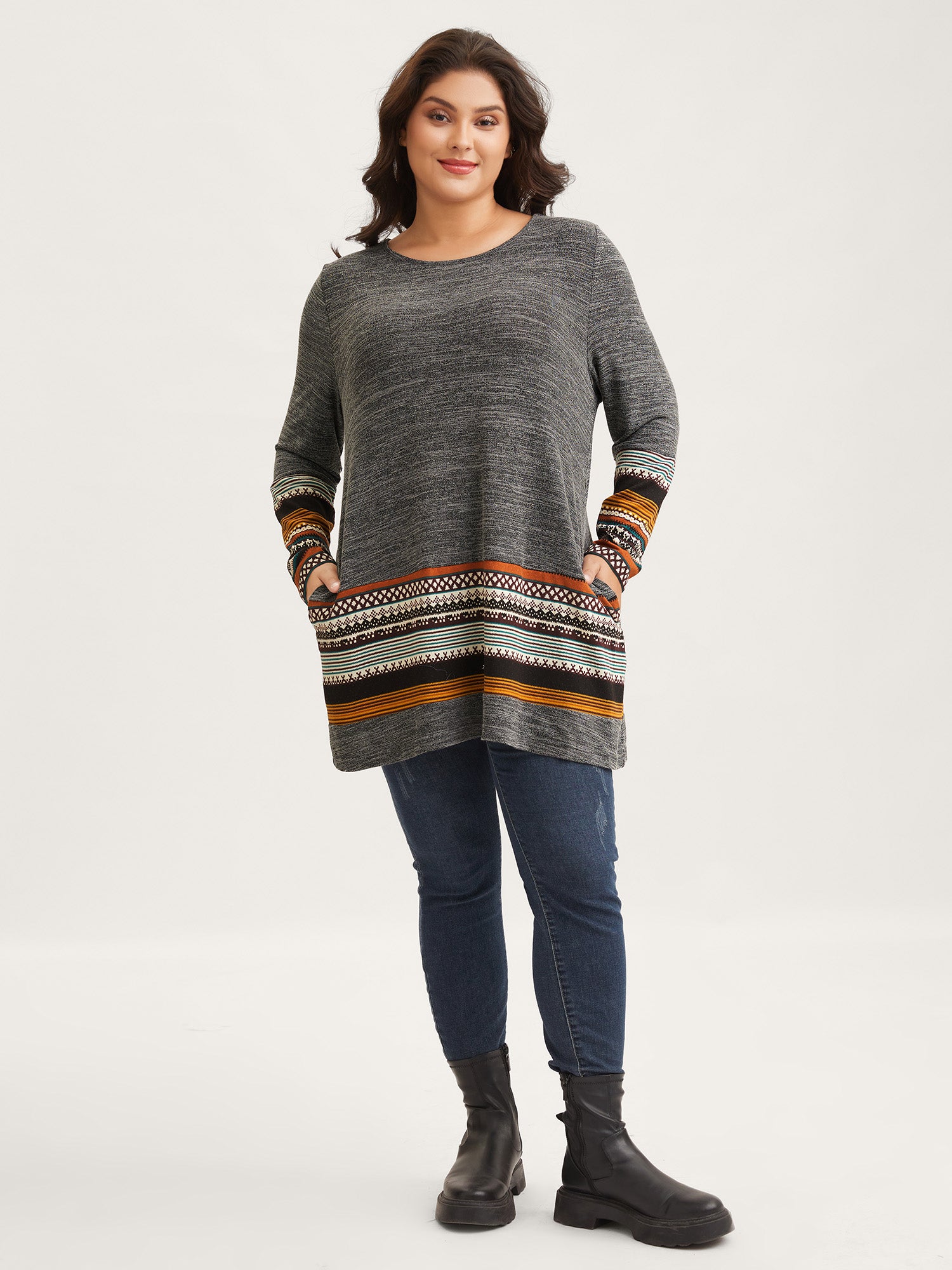 Tunic Boho Print Pocket T-shirt-Sweetccc