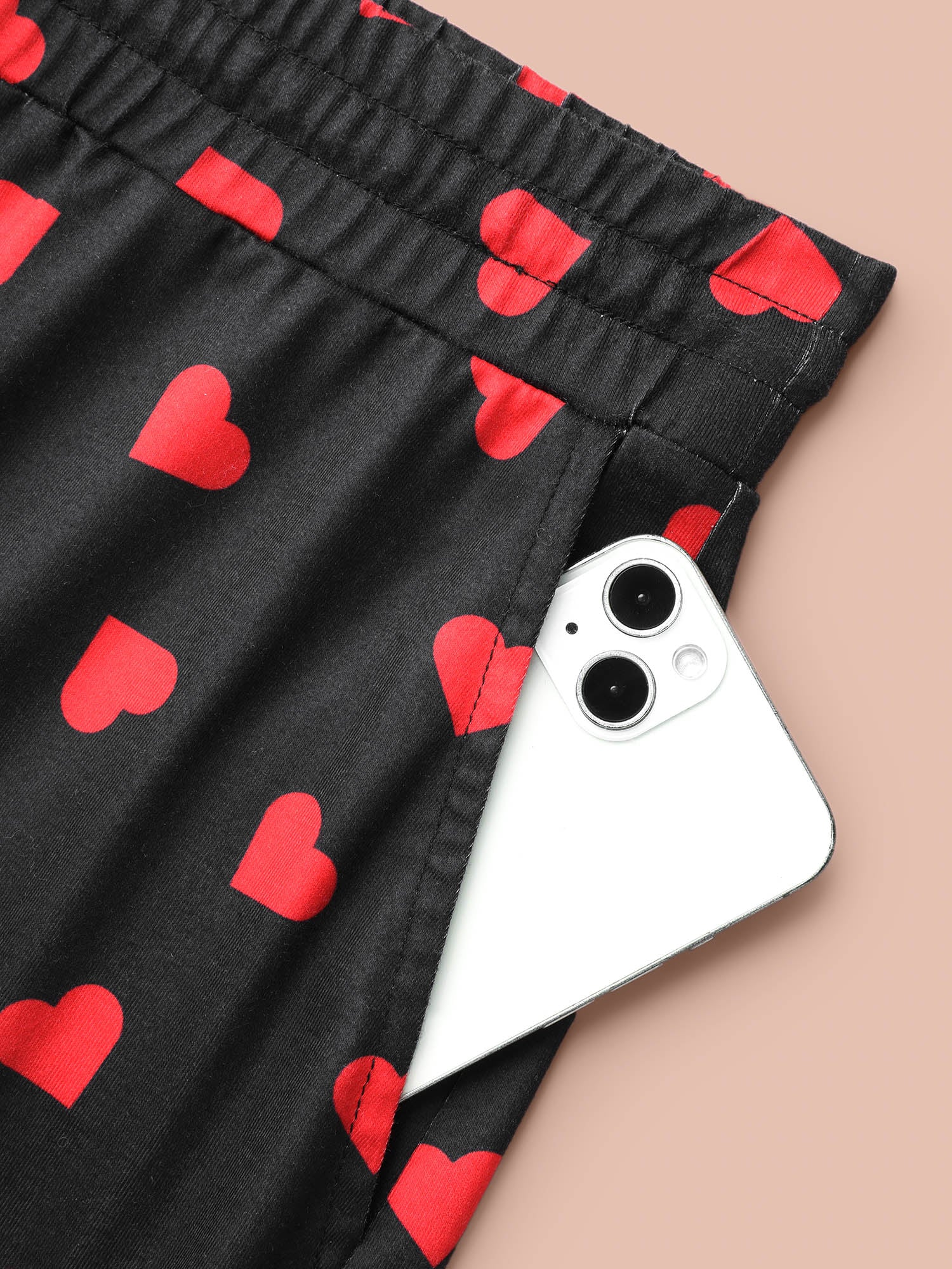 Heart Pattern Contrast Lounge Bottoms-Sweetccc