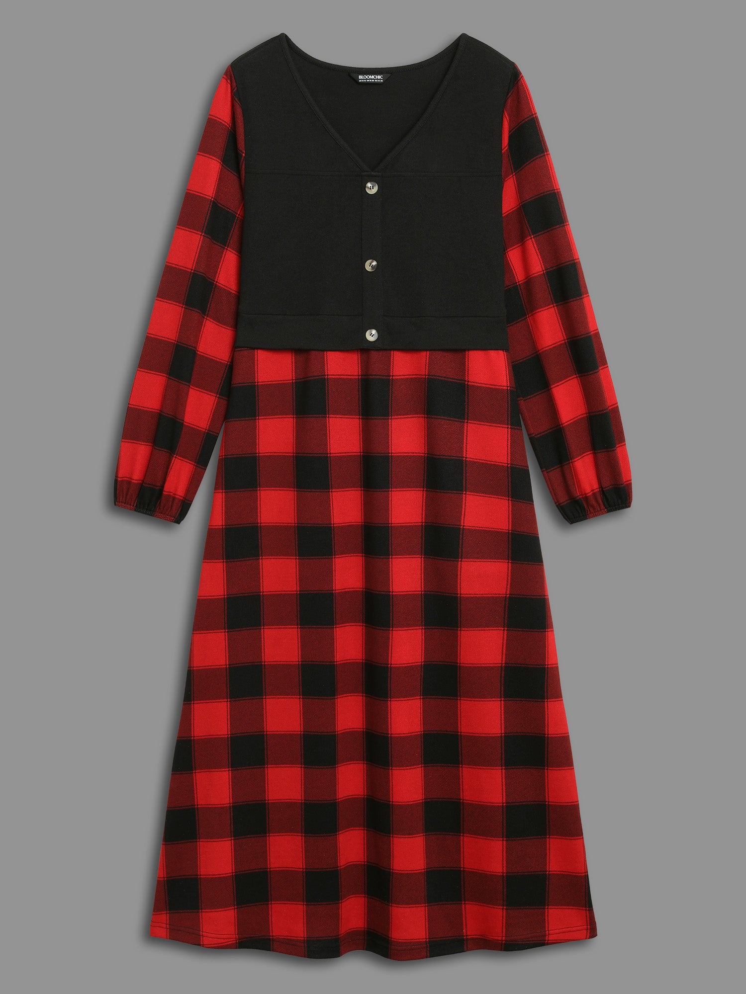 Vest Design Fit-and-Flare Midi Dress-Sweetccc