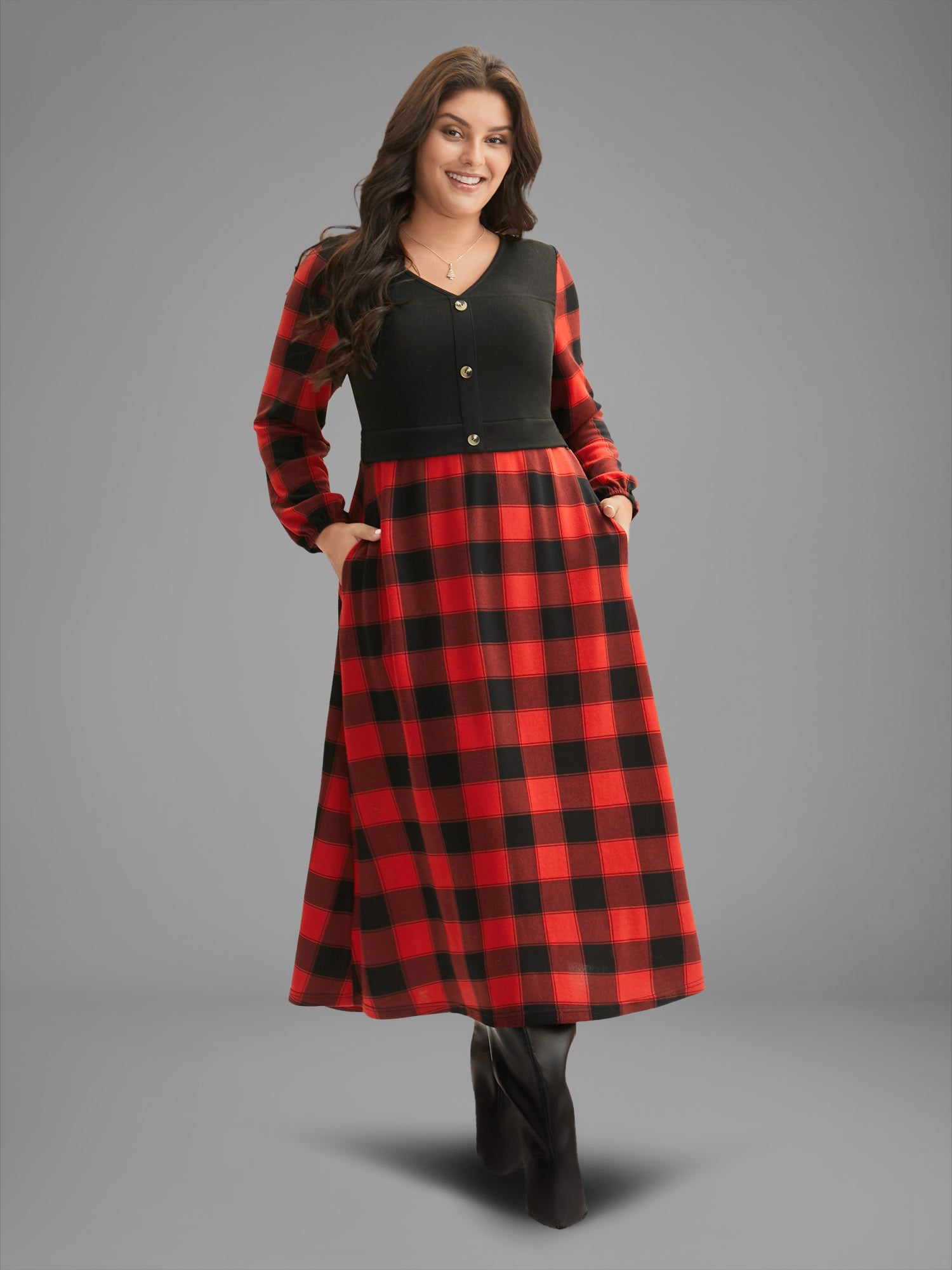 Vest Design Fit-and-Flare Midi Dress-Sweetccc