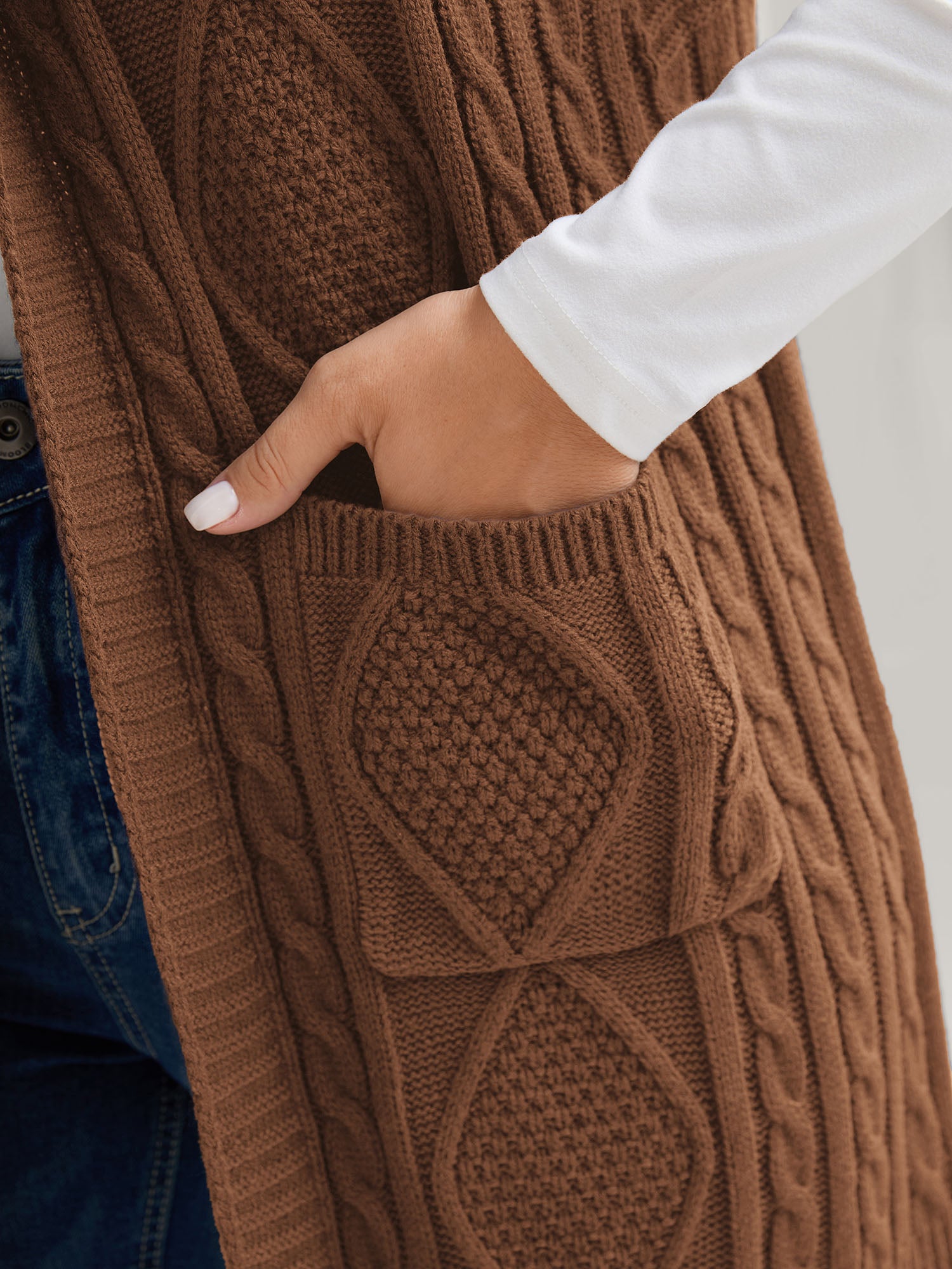 Twisted Hooded Sleeveless Knit Cardigan-Sweetccc