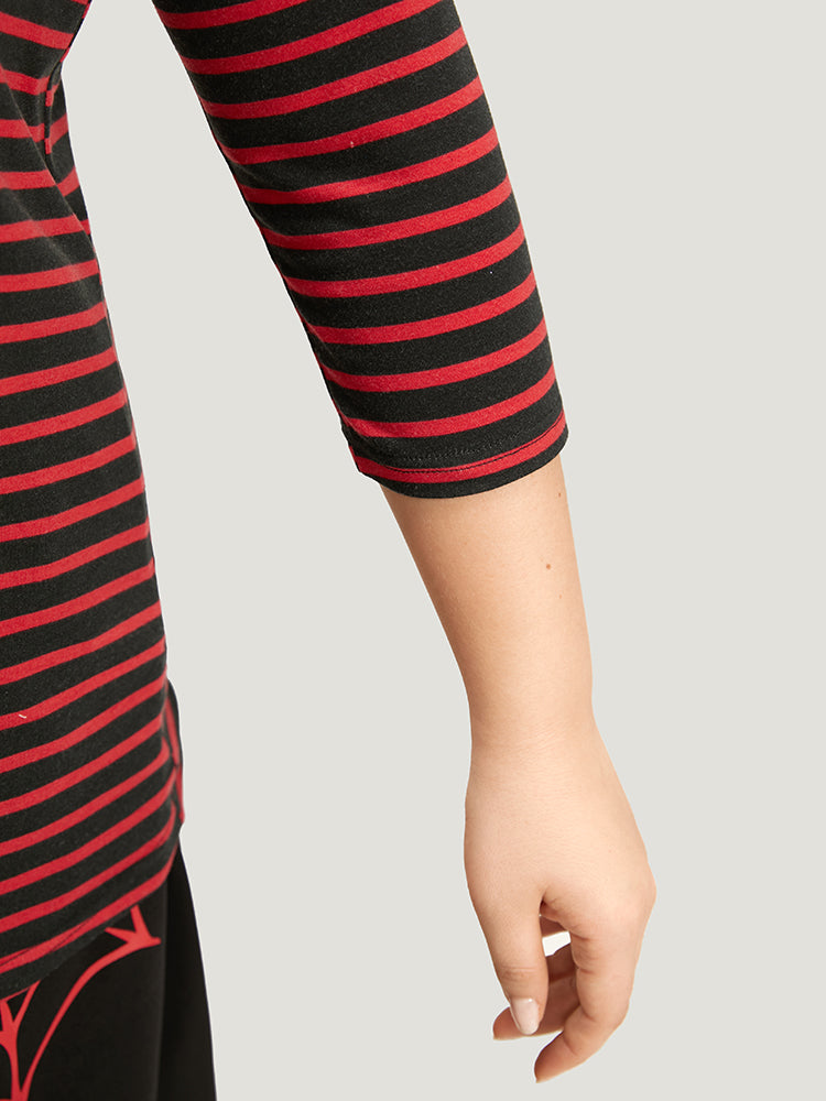 Halloween Striped Two Tone Ruched T-shirt-Sweetccc