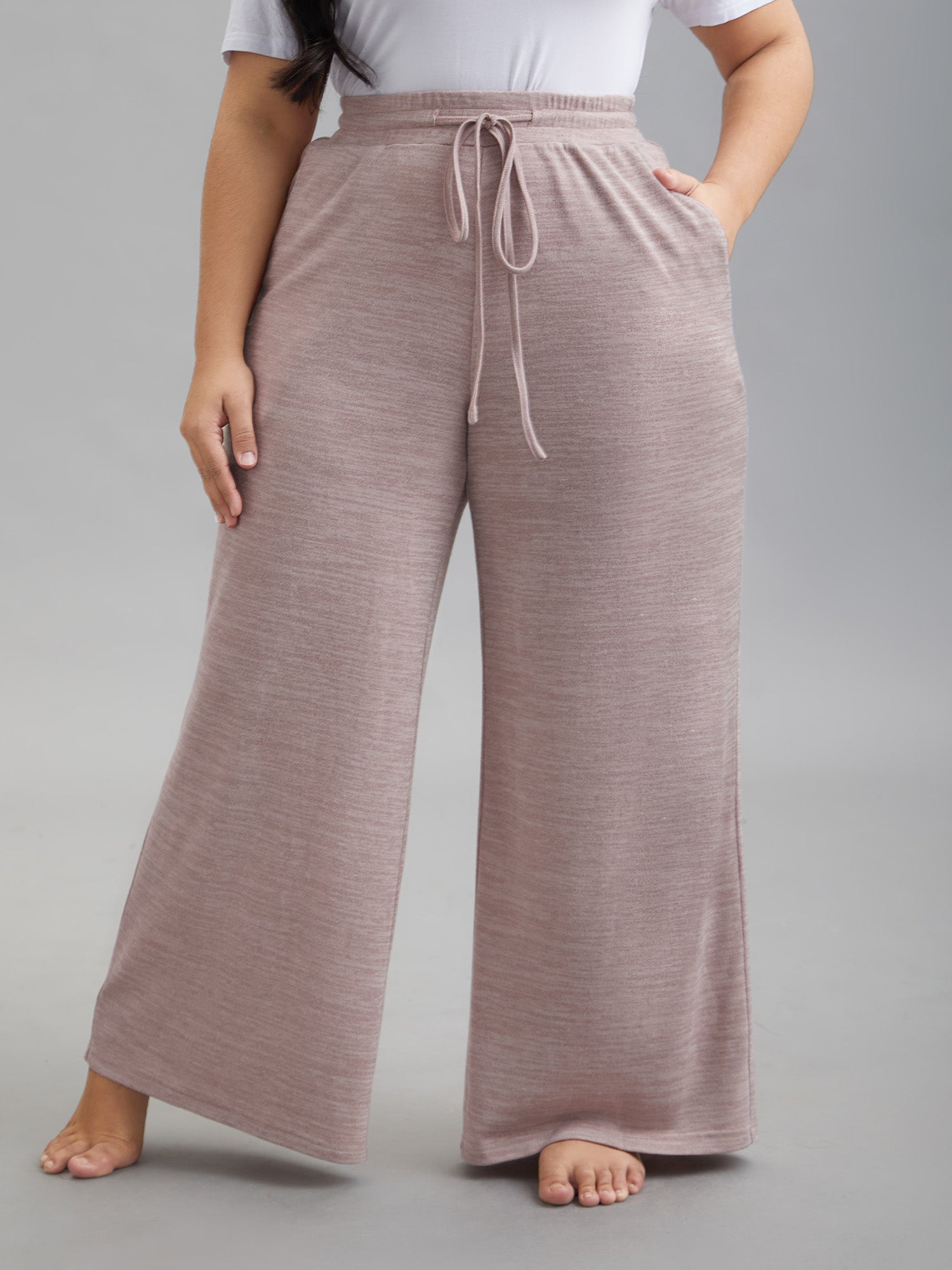 Heather Drawstring Loose Lounge Bottoms-Sweetccc