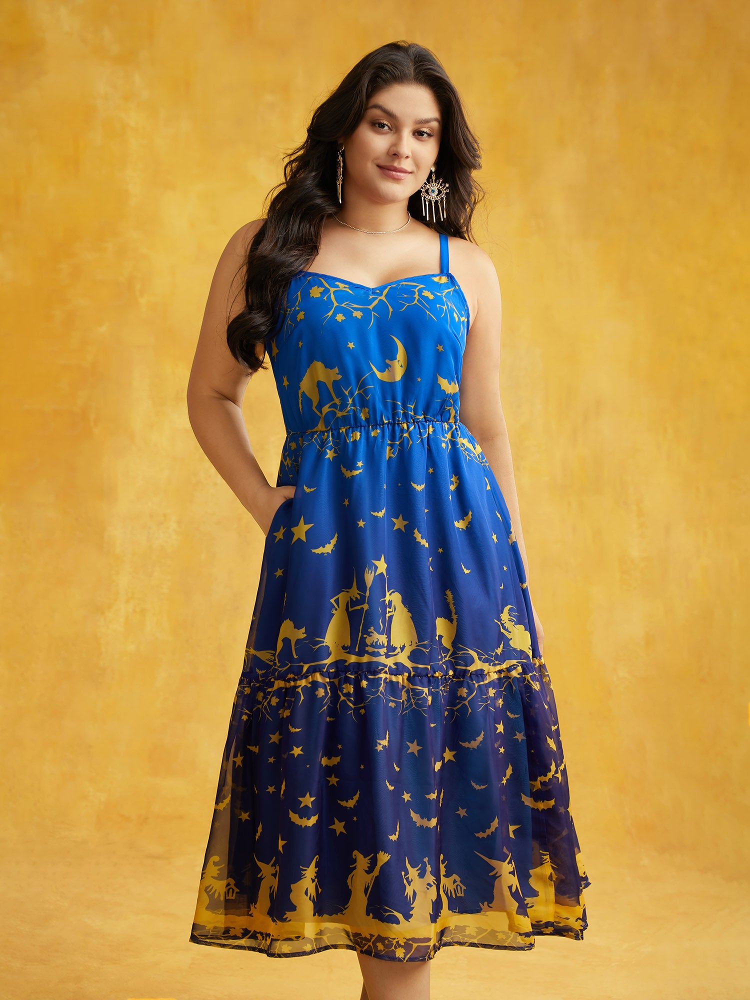 Moonlit Chiffon Changing Gradient Midi Dress-Sweetccc