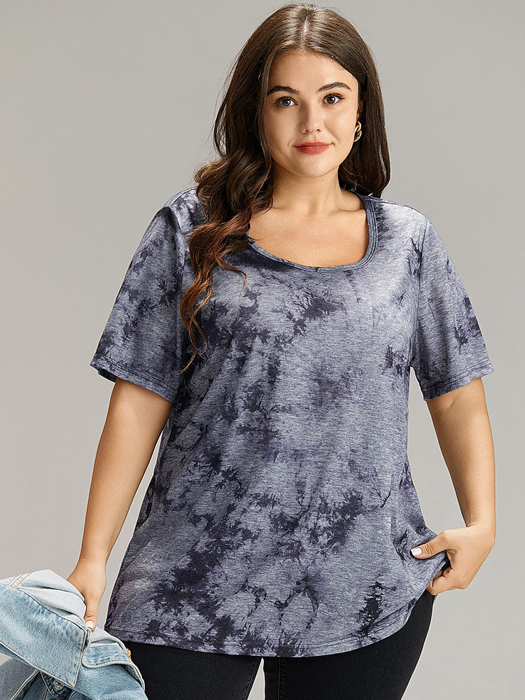 Tie Dye Square Neck T-shirt-Sweetccc