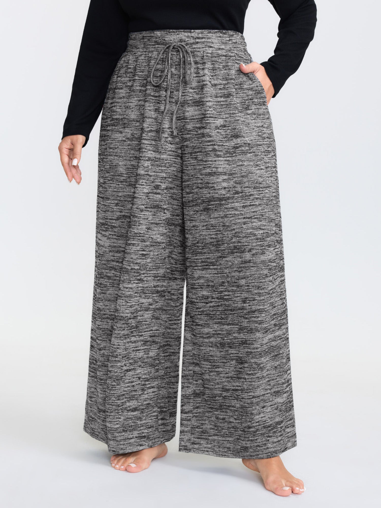 Heather Drawstring Loose Lounge Bottoms-Sweetccc