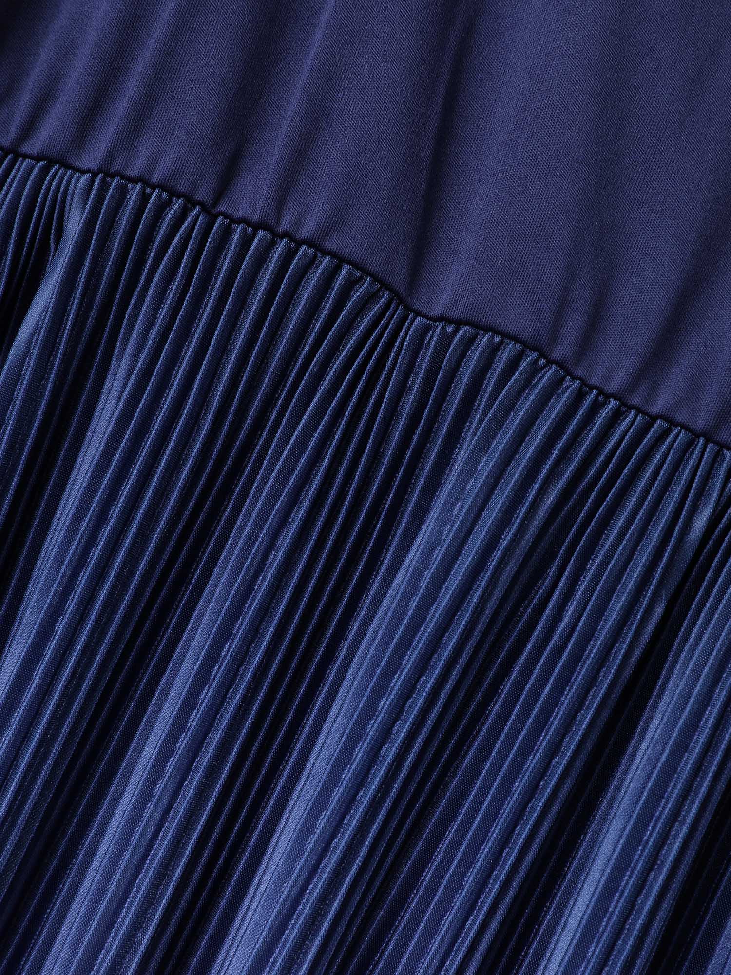 Overlap Collar Ombre Patchwork Pleated Dress-Sweetccc