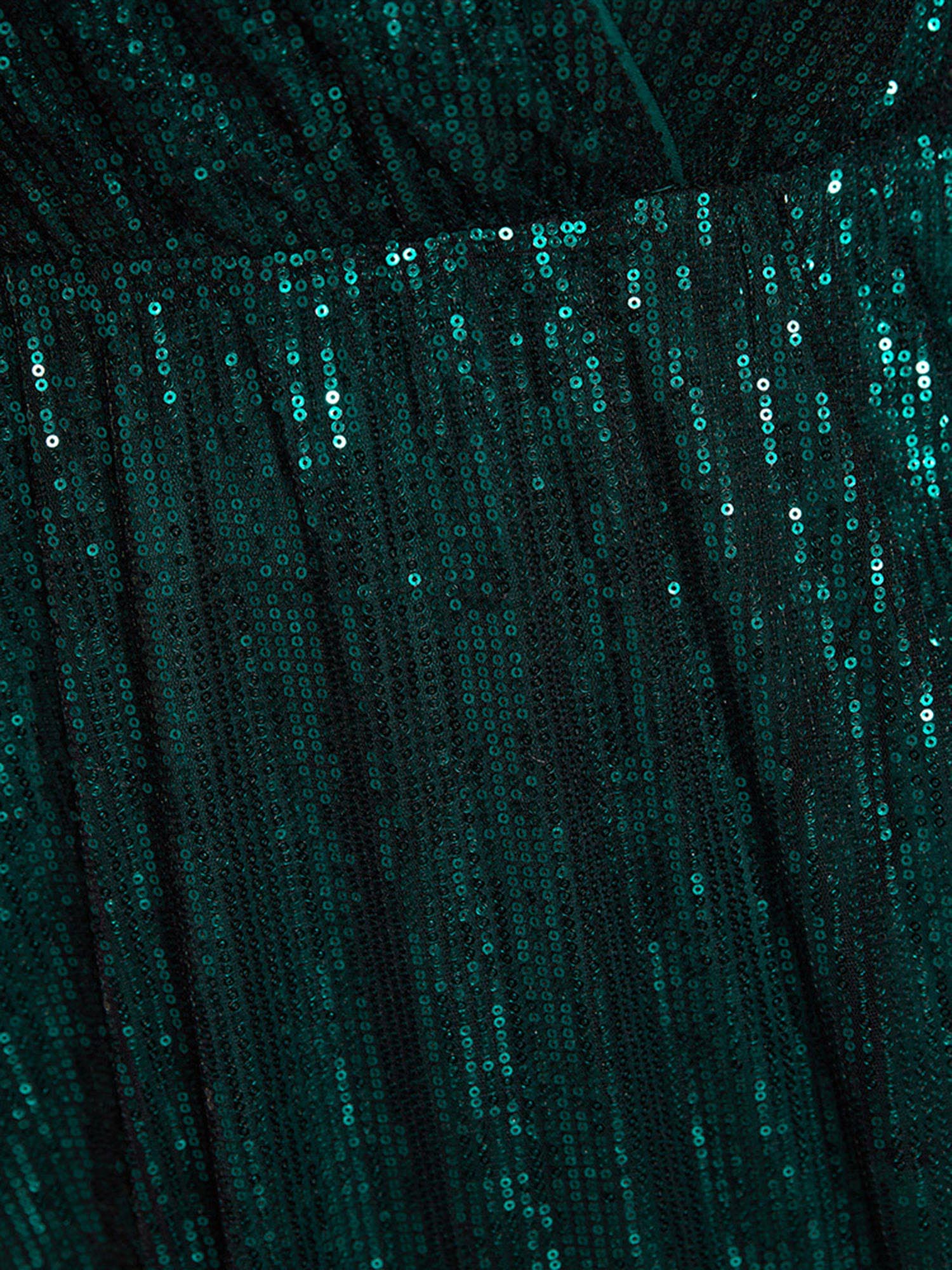 Solid Pocket Lantern Sleeve Wrap Sequin Dress-Sweetccc