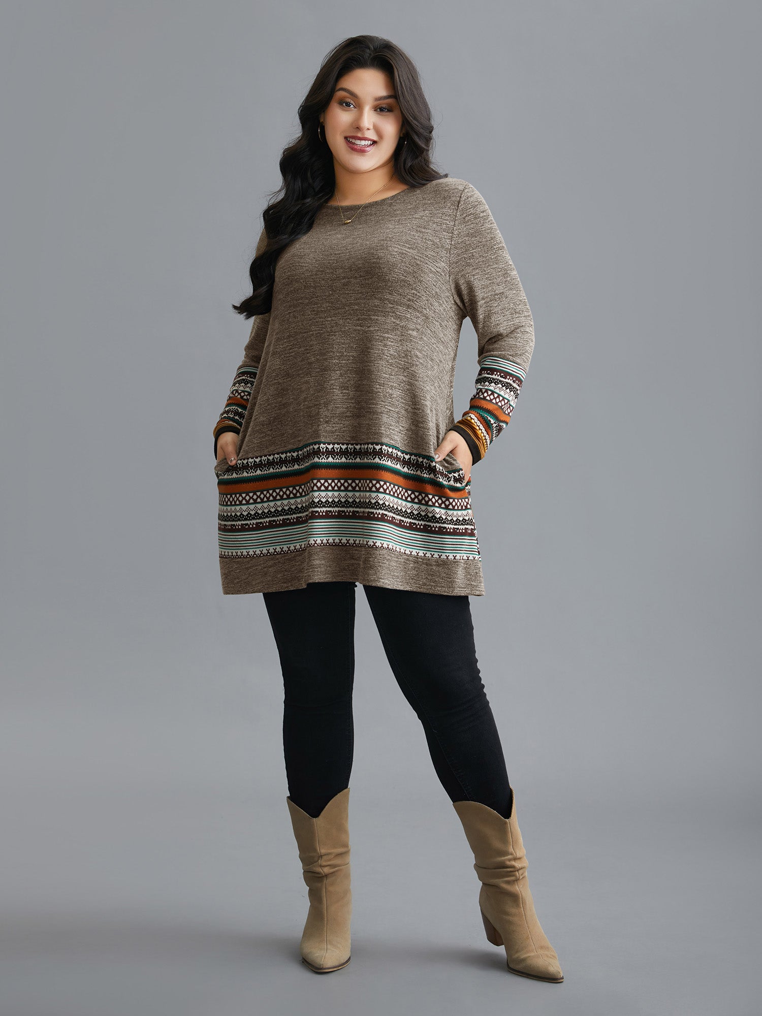 Tunic Boho Print Pocket T-shirt-Sweetccc