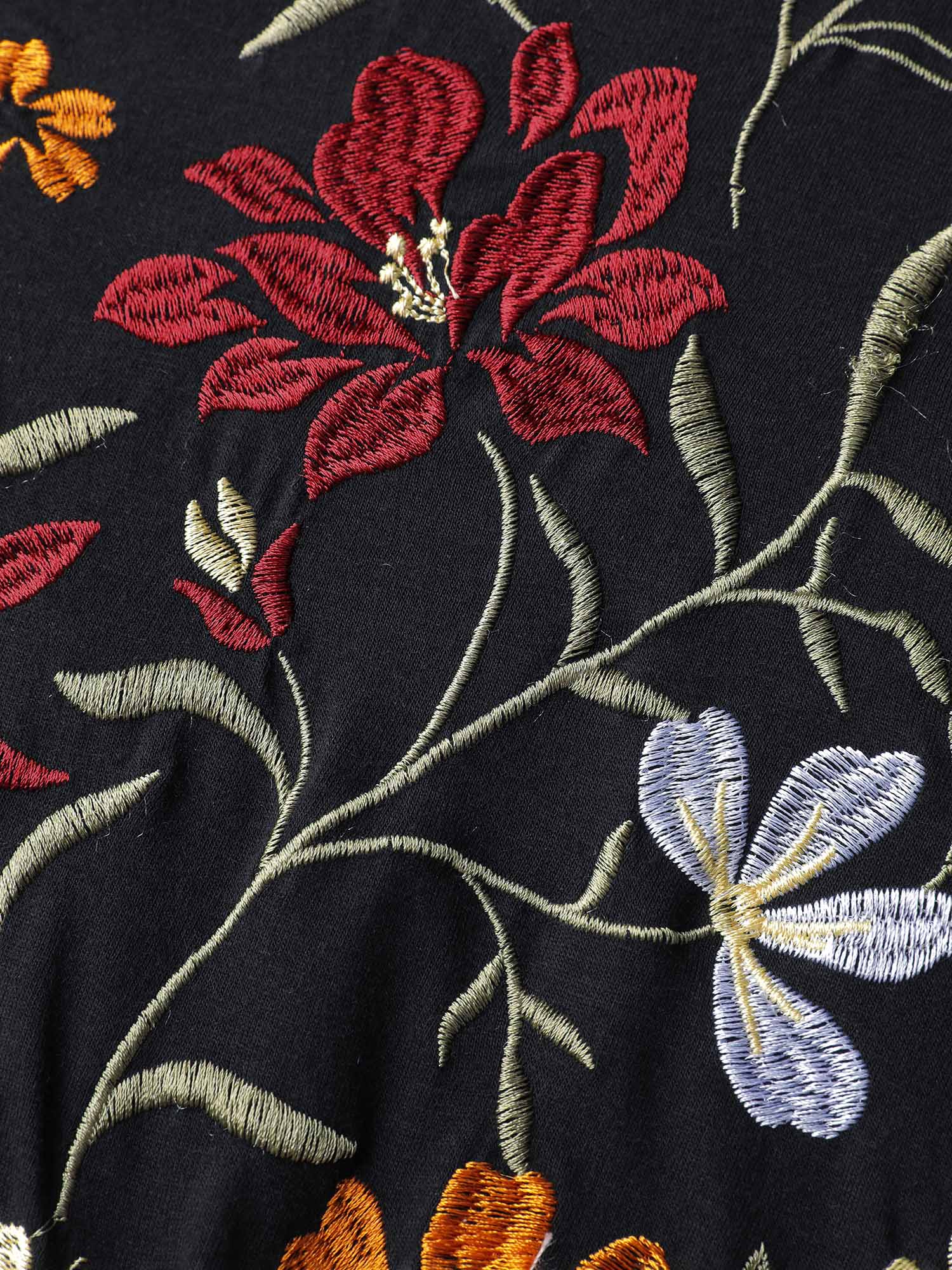 Floral Embroidered Bodice Stretchy Jumpsuit-Sweetccc