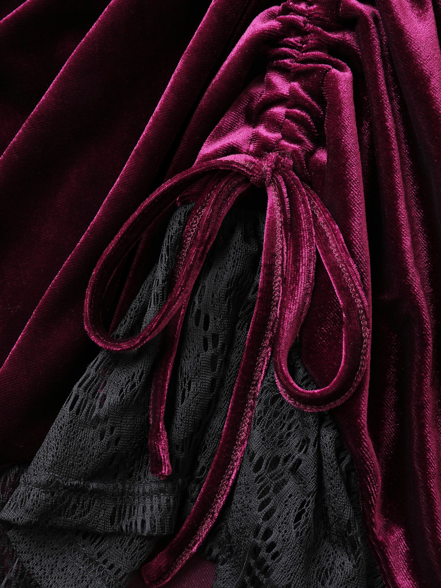 Velvet Lace Ruffled Gathered Midi Skirt-Sweetccc