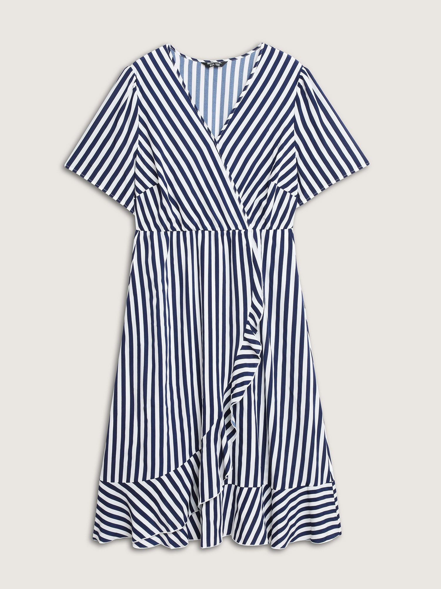 Irregular Stripes High-Waist Pockets Midi Dress-Sweetccc