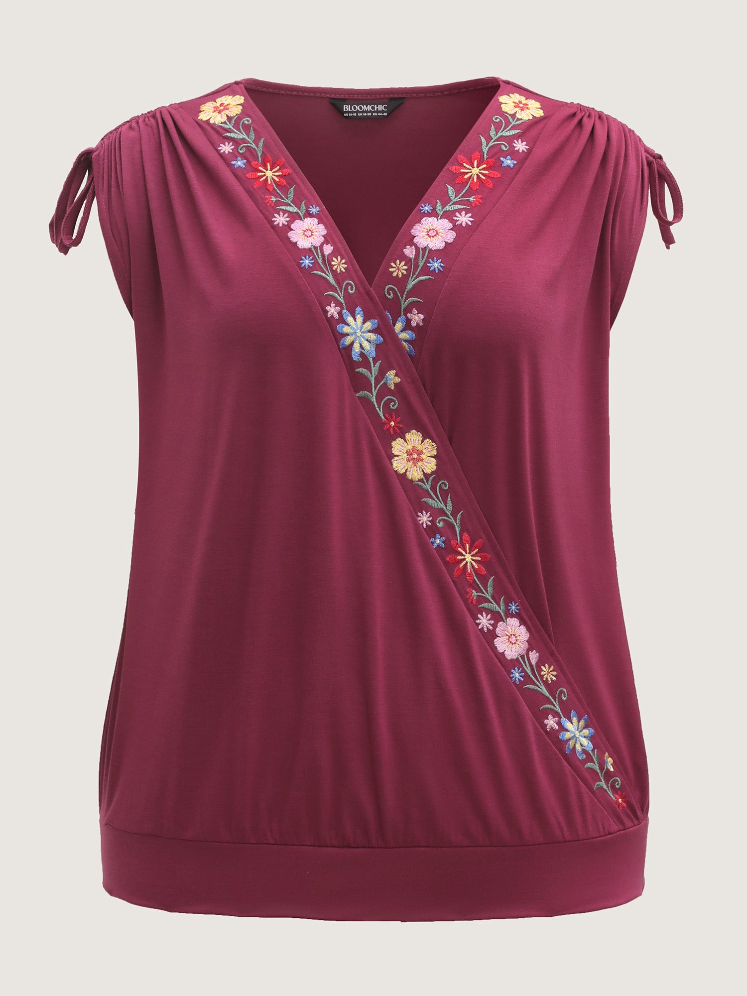 Stretchy Floral Detail Knit Top-Sweetccc