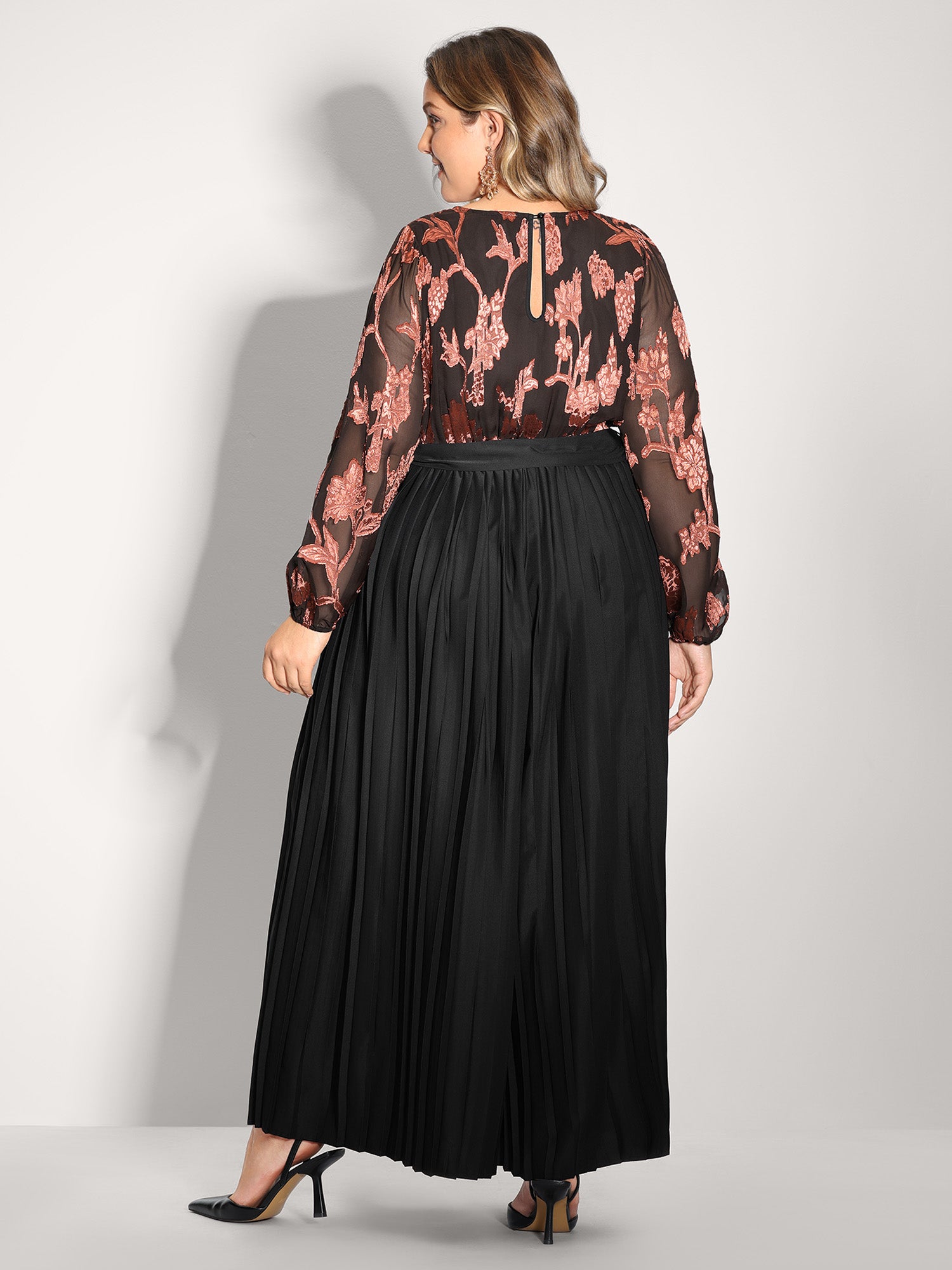 Floral Cut-Out Pleated Belted Jumpsuit-Sweetccc
