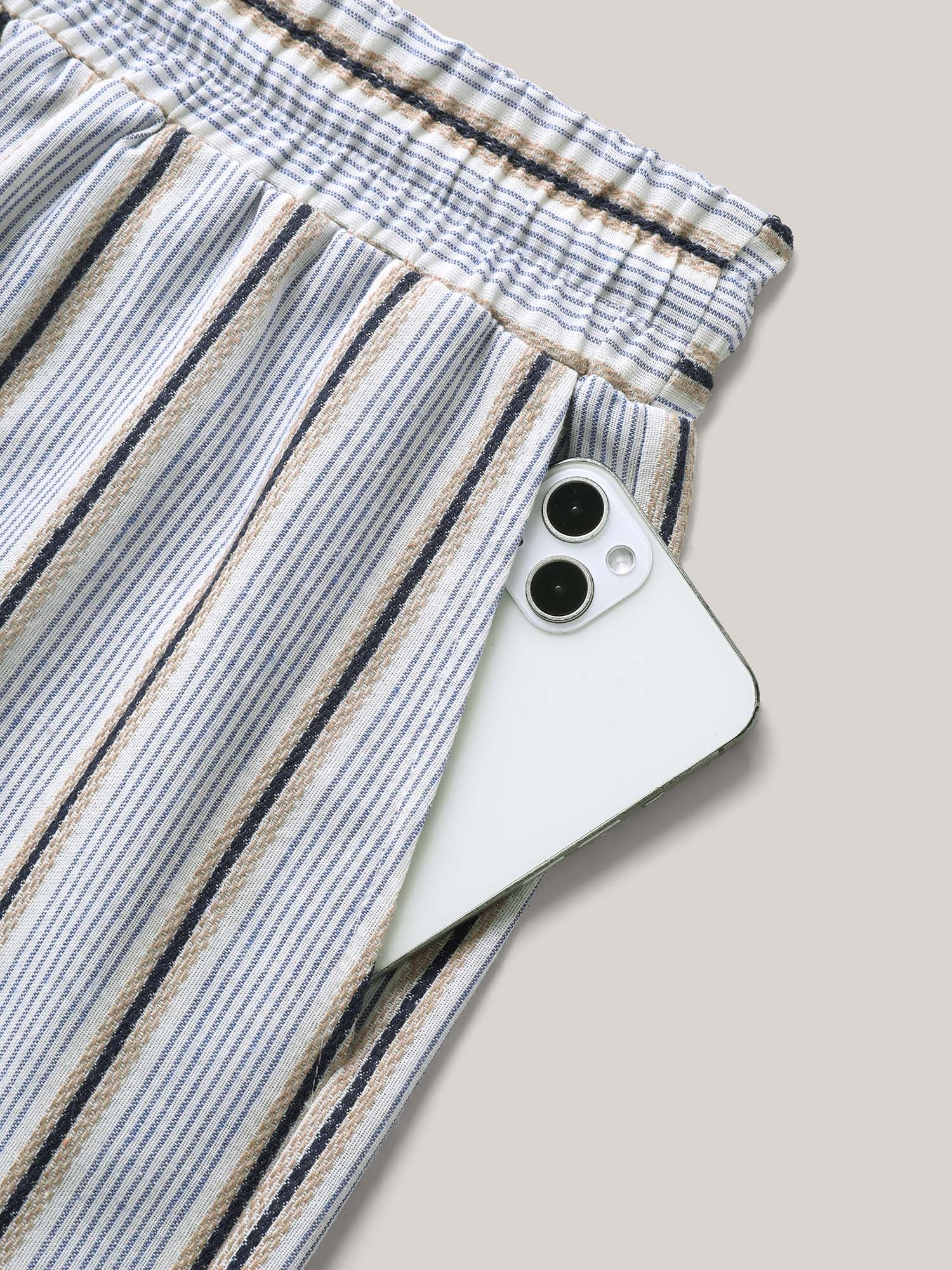 Stripes Tassels Straight-Leg Shorts-Sweetccc